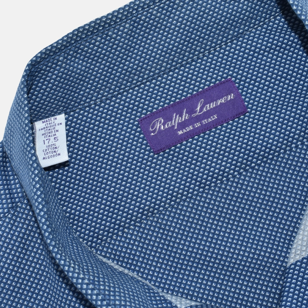 Blue-White Cotton Patterned Shirt (EU 44)