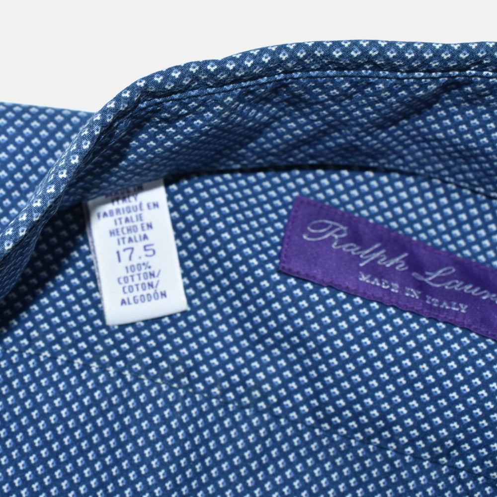 Blue-White Cotton Patterned Shirt (EU 44)