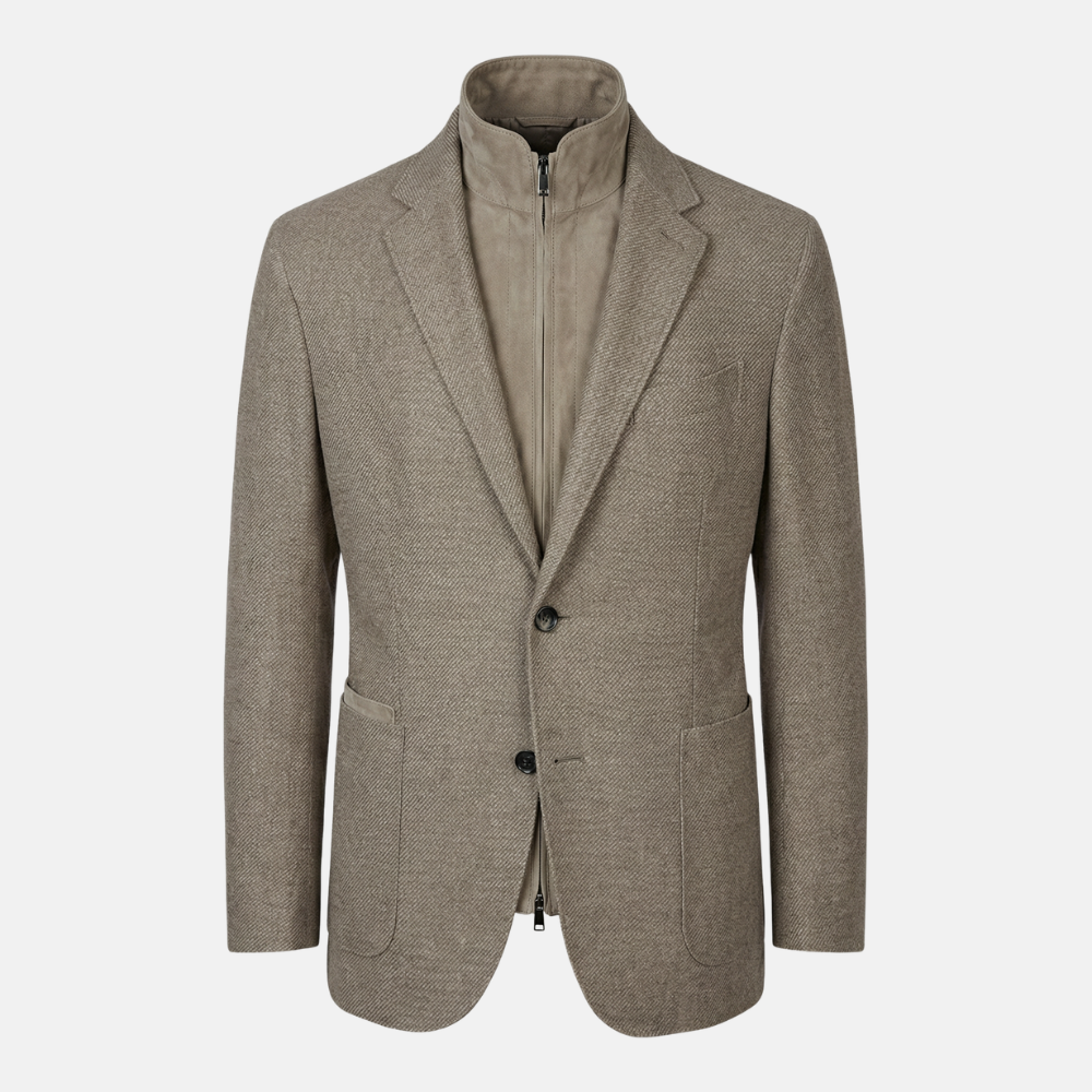 Greige Patterned Blazer made of Wool/Cashmere (EU 50)