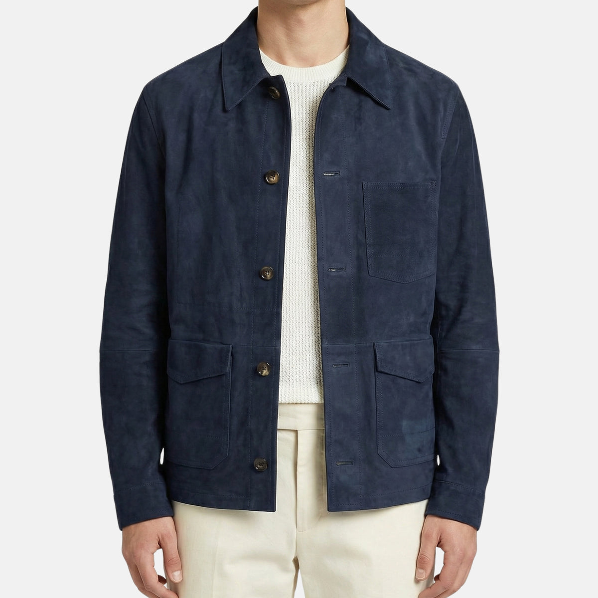 Navy Suede Overshirt (XXL)