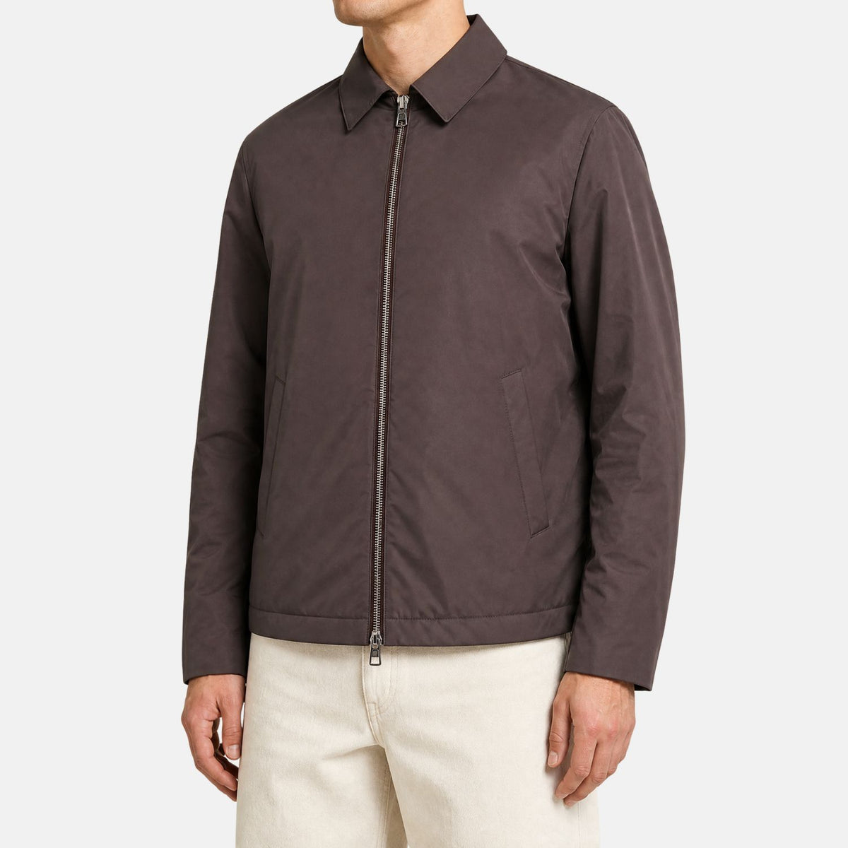 Braune Harrington-Jacke aus Schurwolle „Windwish“ (EU 48)