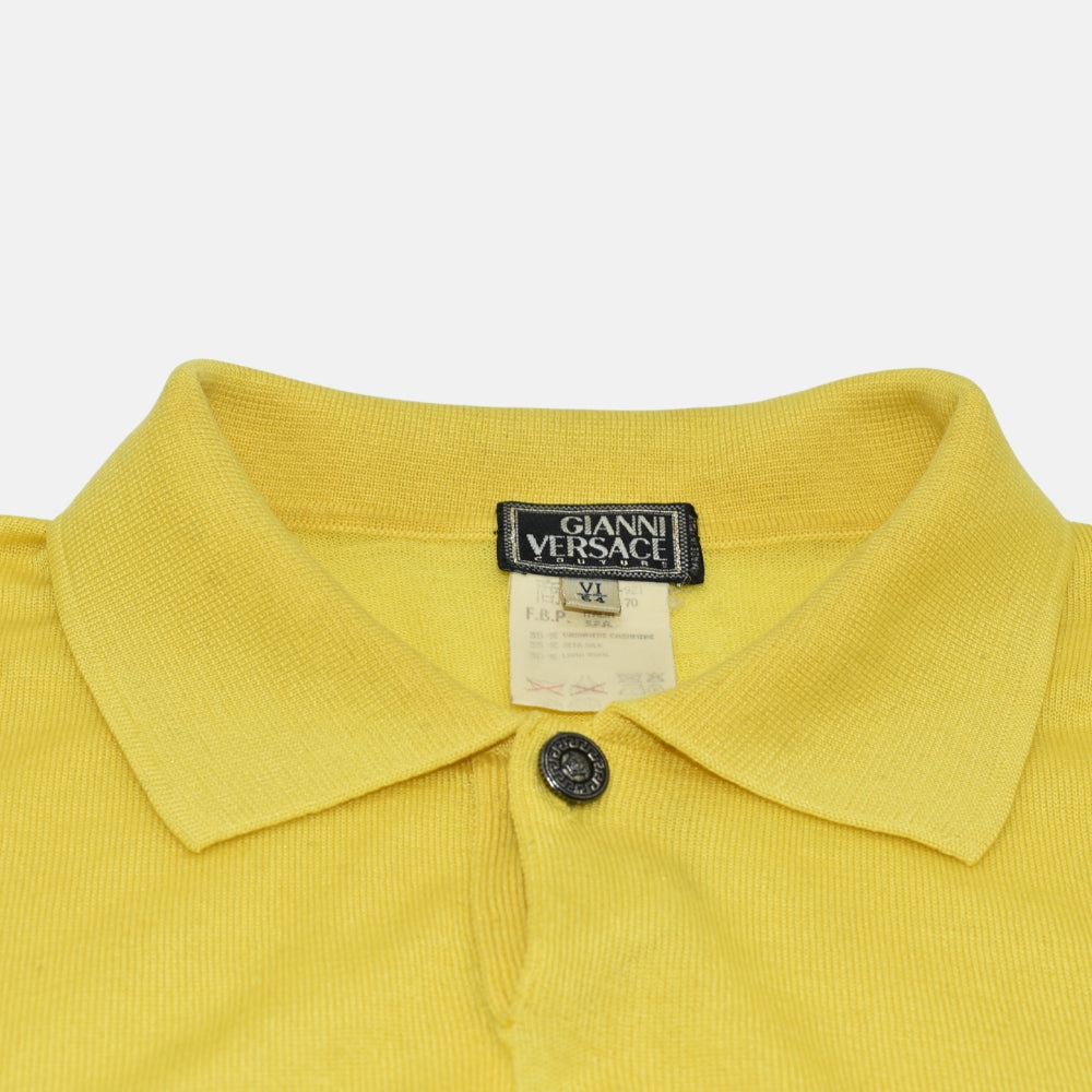 Yellow Cashmere/Silk/Wool Longsleeve Polo (EU 54)