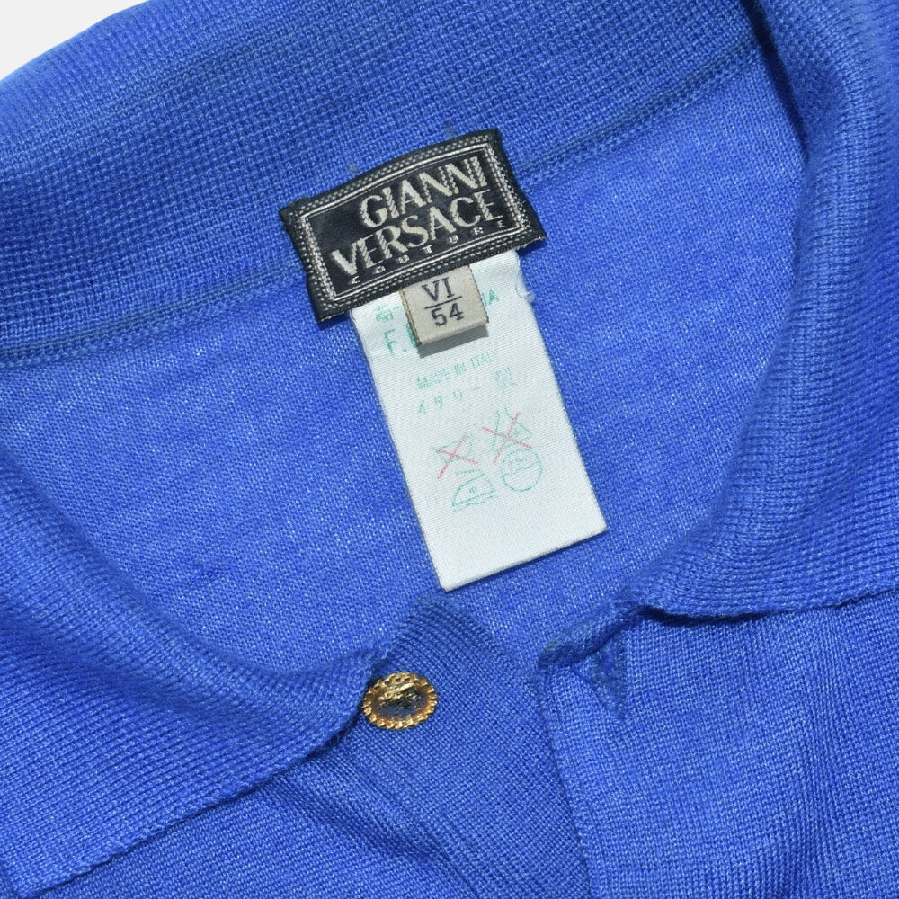 Blue Cashmere/Silk/Wool Longsleeve Polo (EU 54)