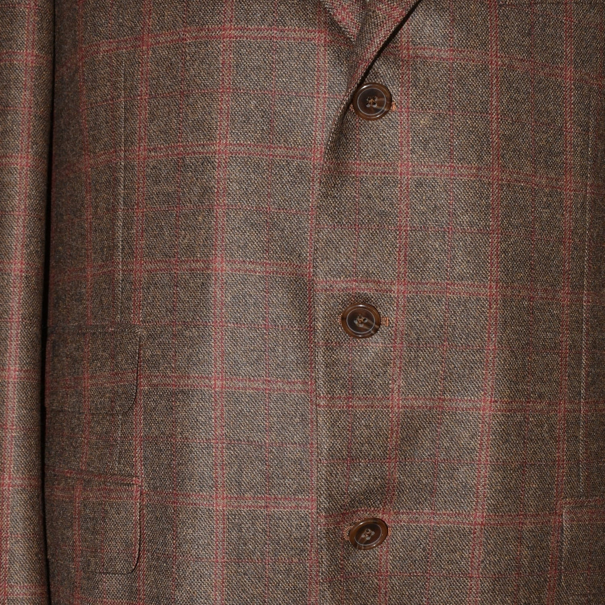 Brown-Red Check Wool Blazer