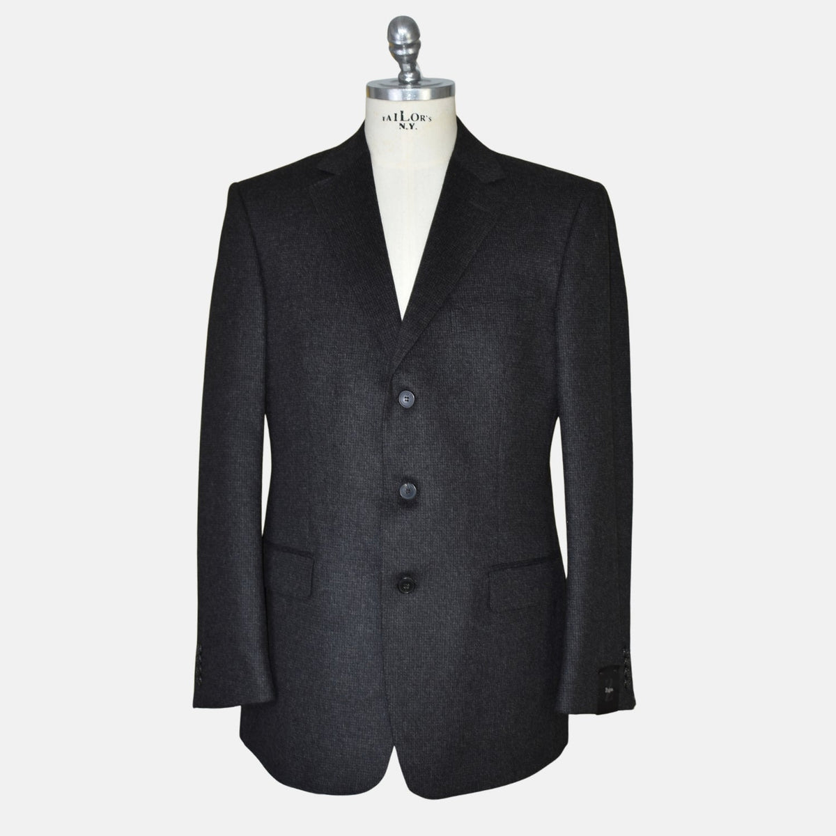 Charcoal Checked Wool-Angora Blazer