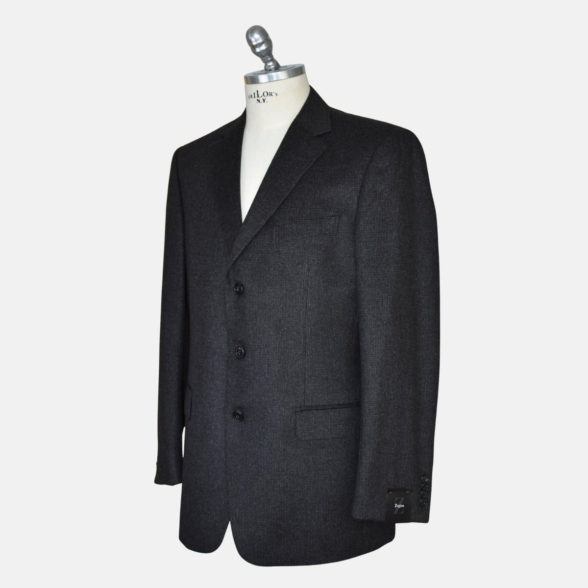 Charcoal Checked Wool-Angora Blazer