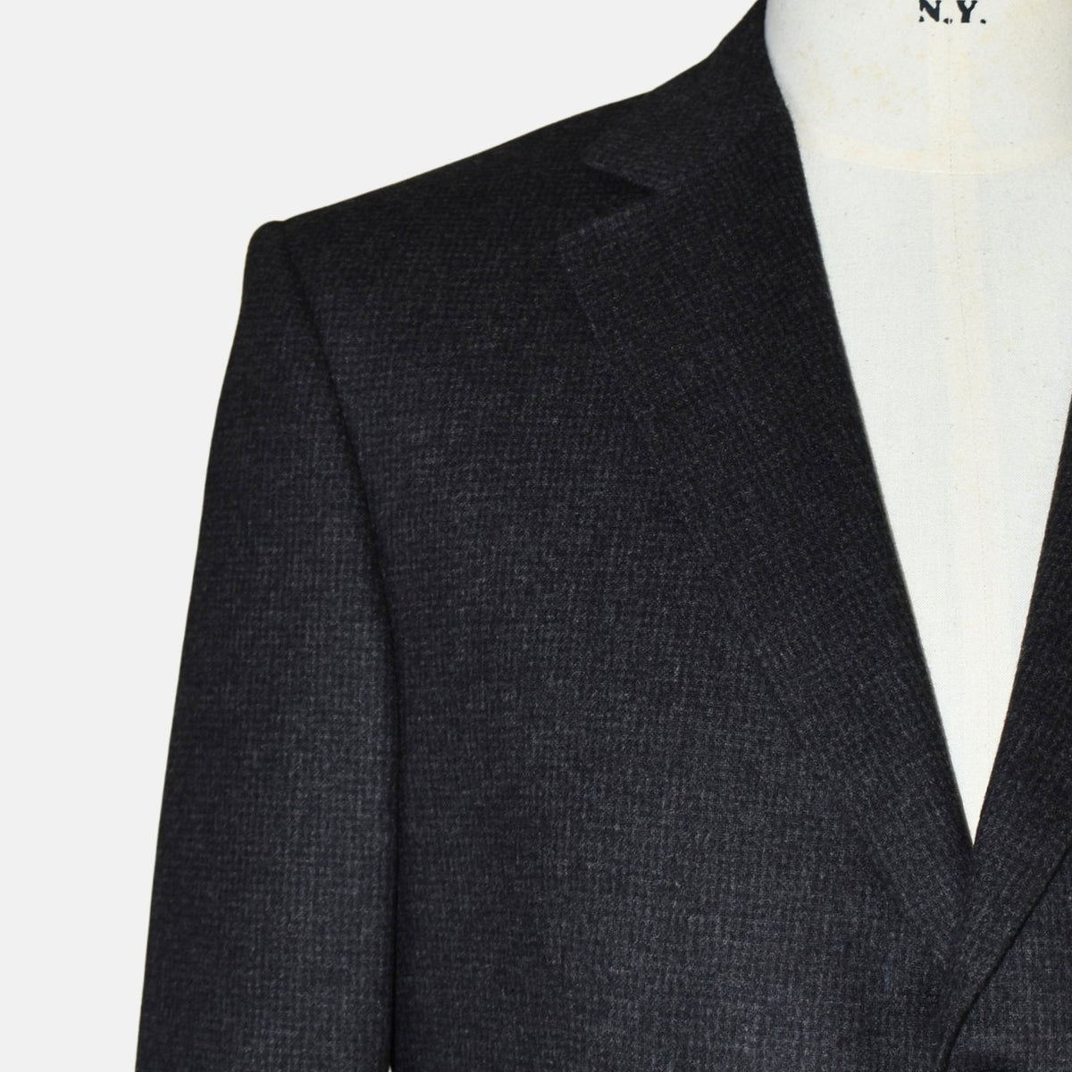 Charcoal Checked Wool-Angora Blazer