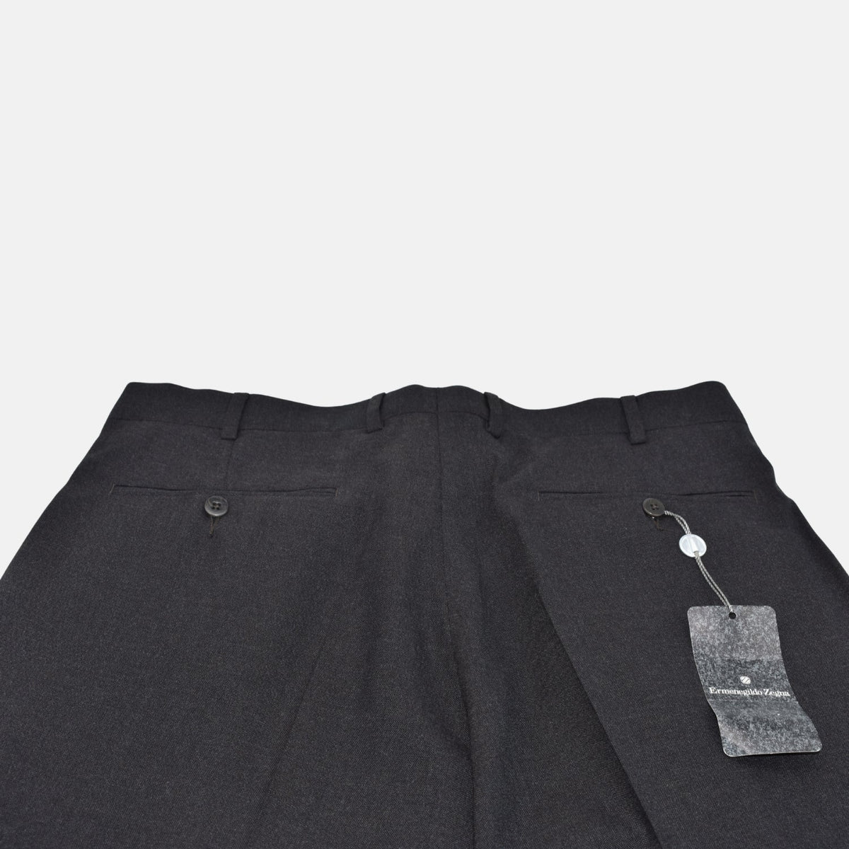 Dark Grey-Brown Pleated Wool Trousers