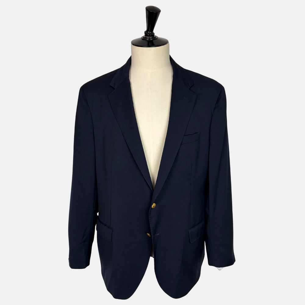 Wool Blazer Navy Gold Buttons