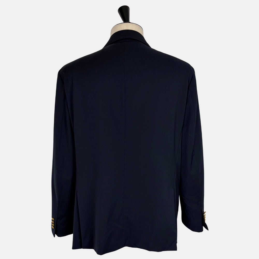 Wool Blazer Navy Gold Buttons