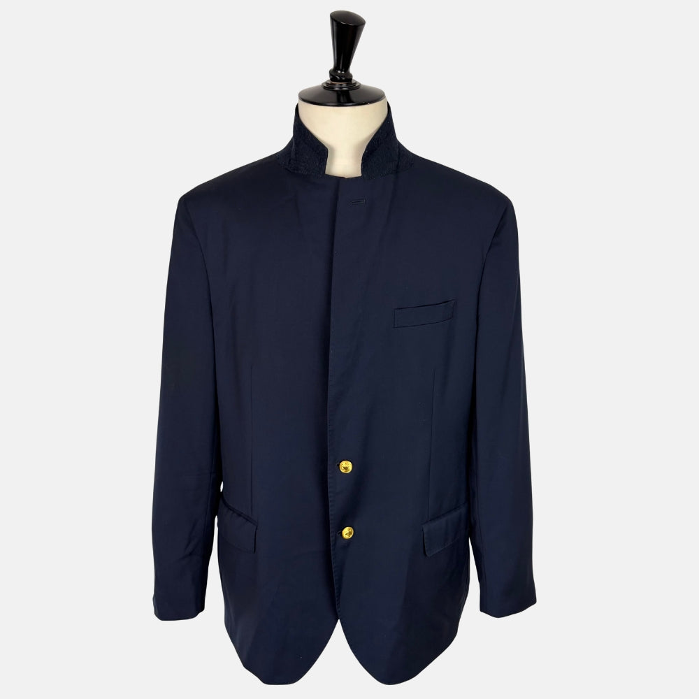 Wool Blazer Navy Gold Buttons