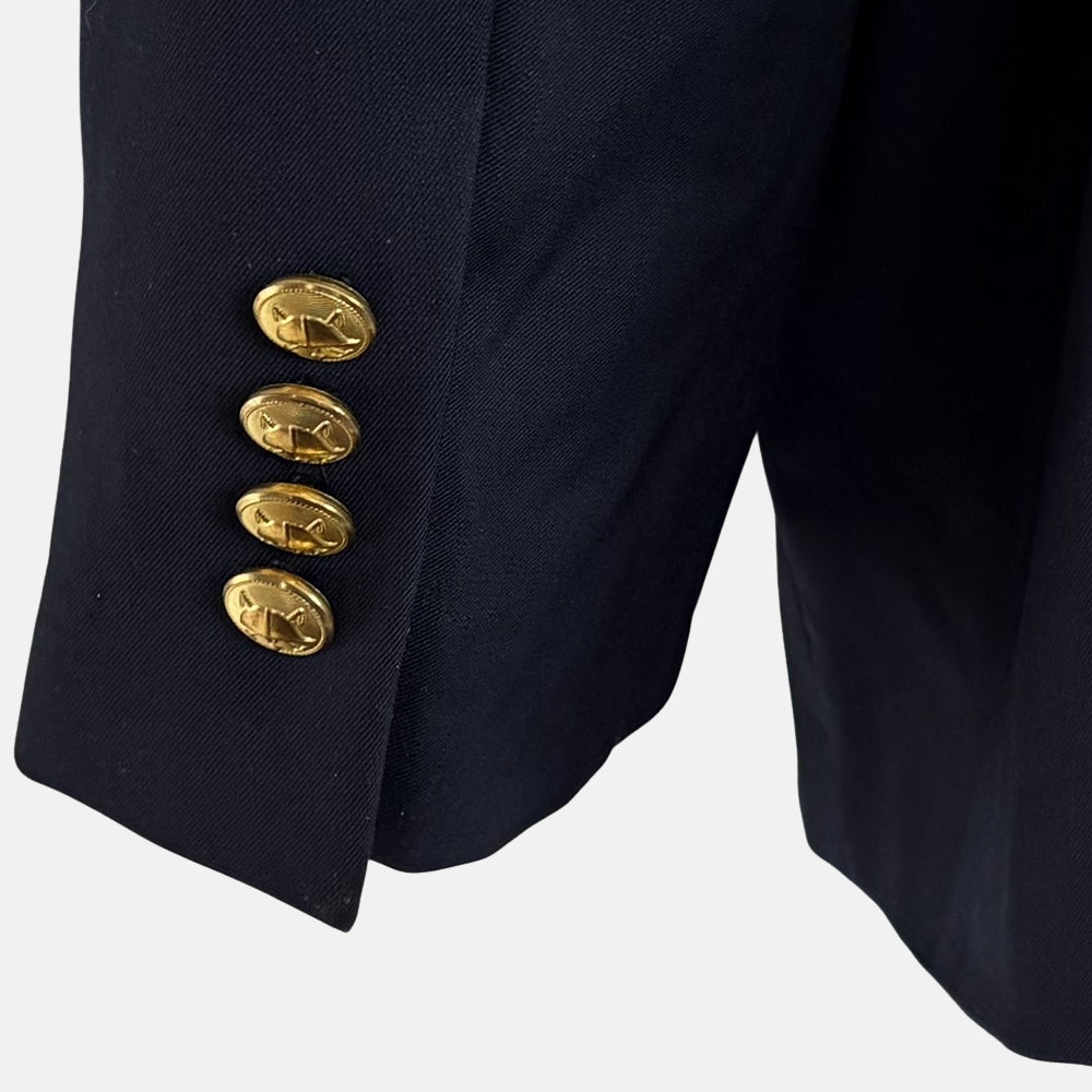 Wool Blazer Navy Gold Buttons