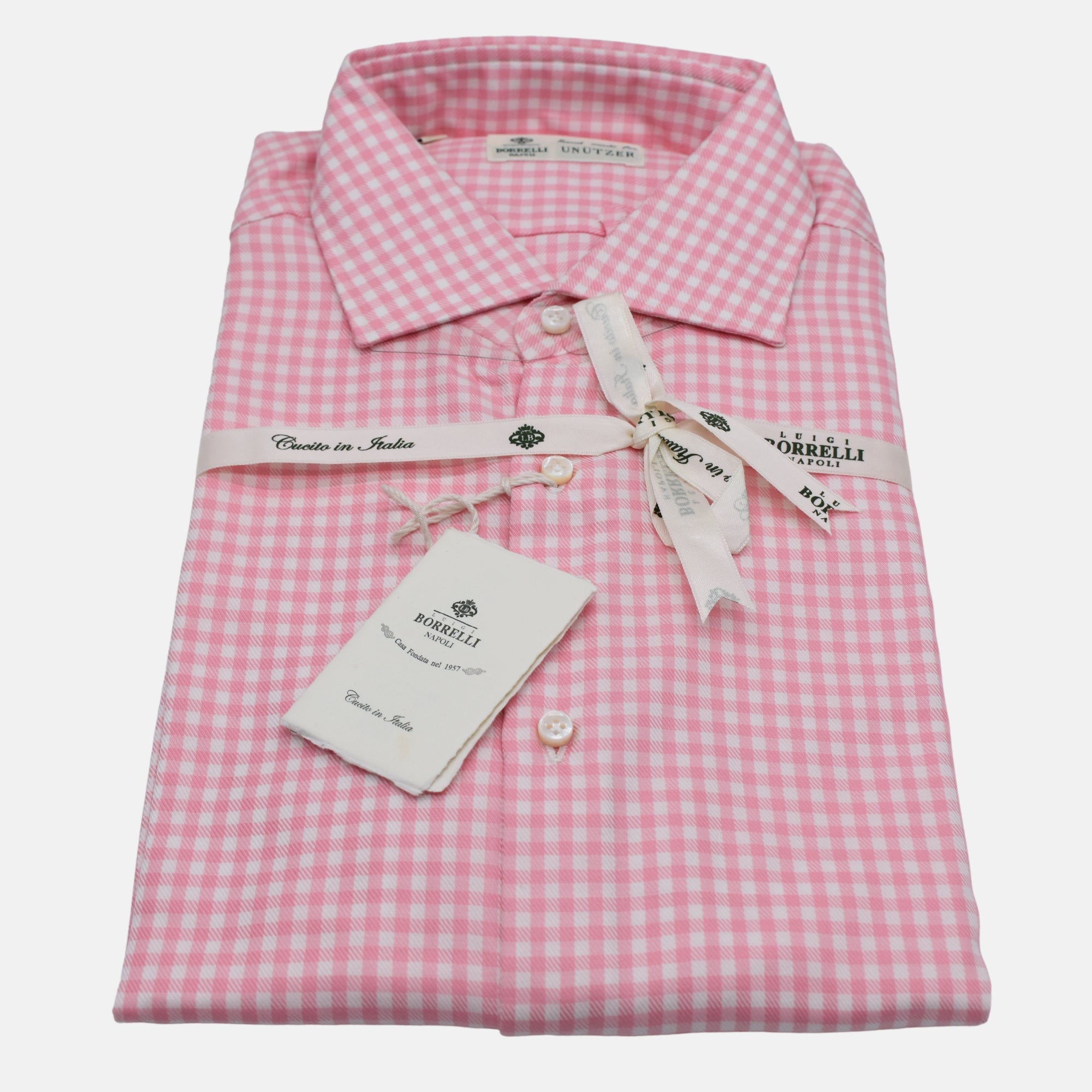 Pink/White Checkered Shirt made of Cotton (EU 42)