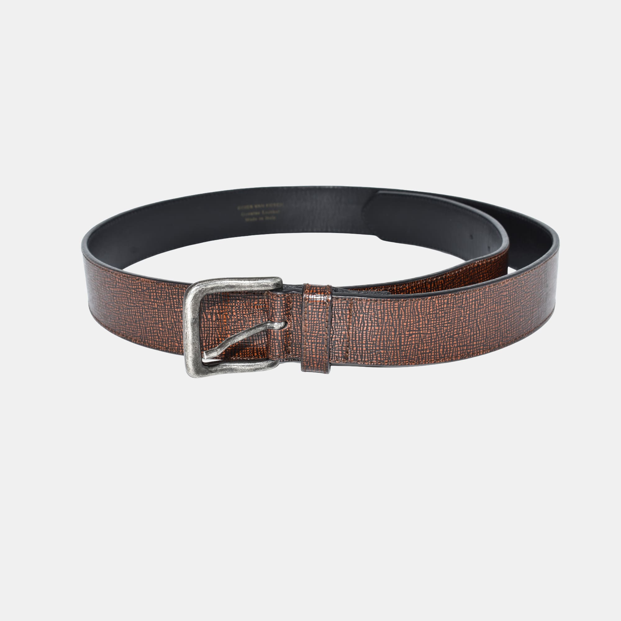 Brown Patterned  Belt made of Leather