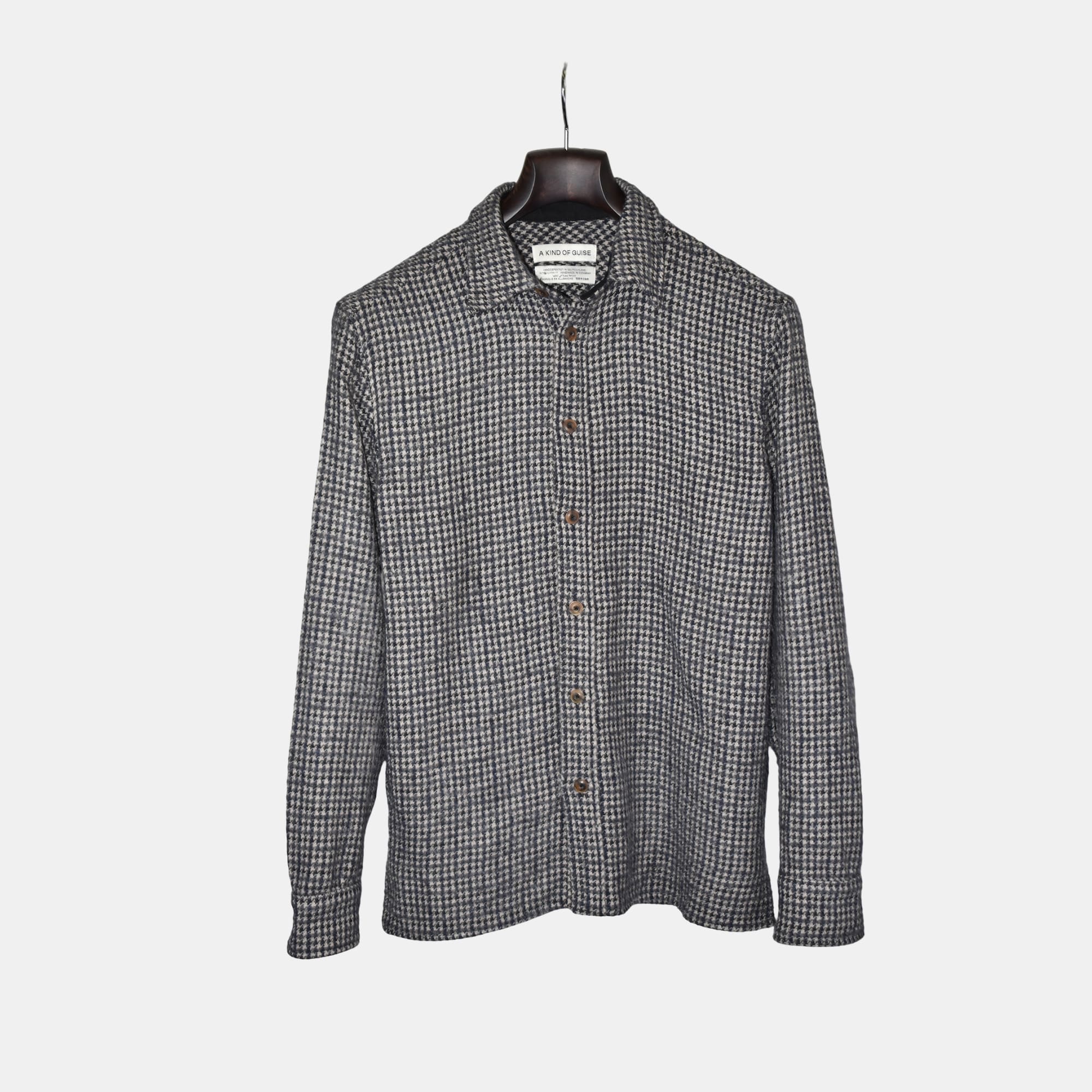 Gray Houndstooth Overshirt made of Virgin Wool/Polyamide (M)