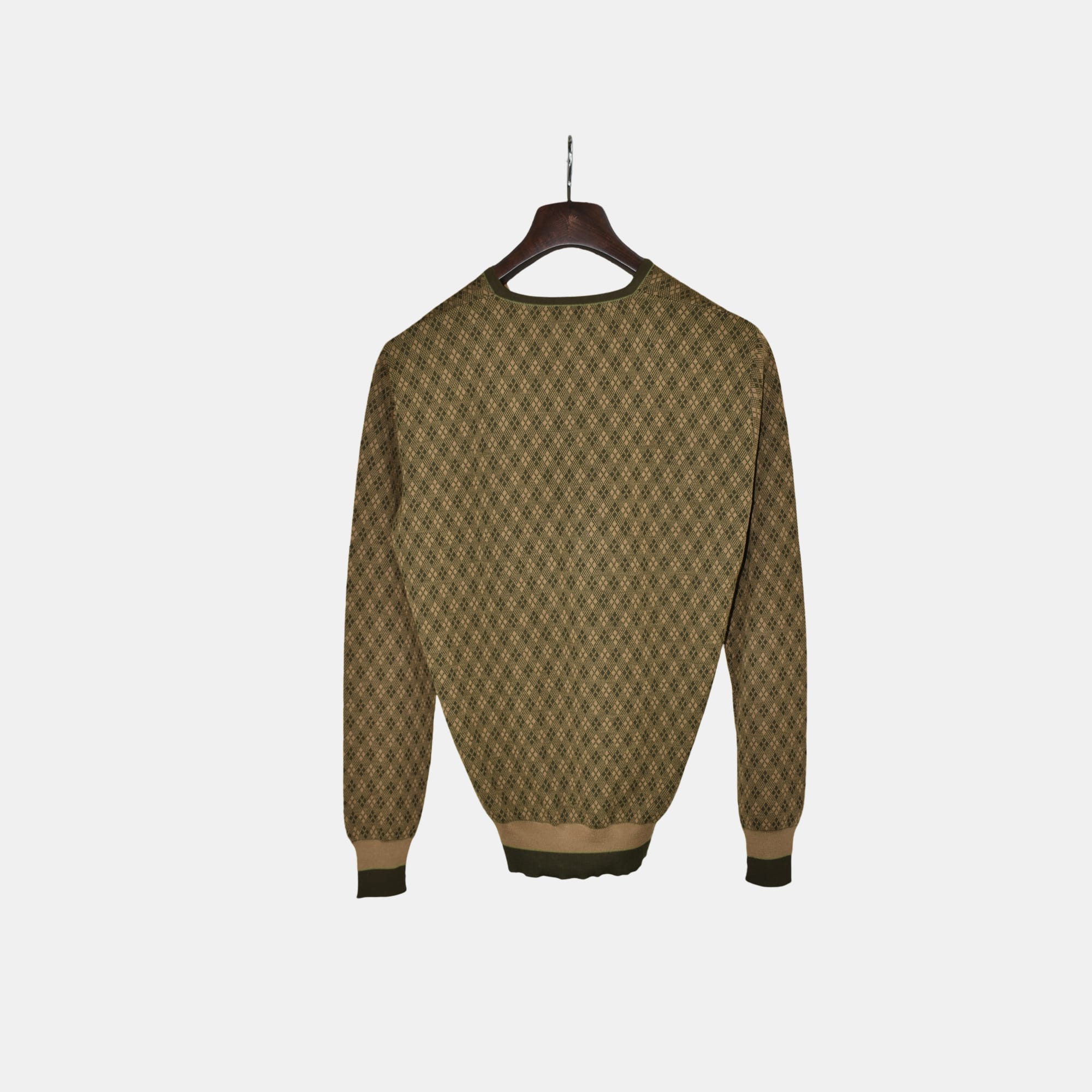 Brown Patterned Sweater made of Virgin Wool (EU 50)