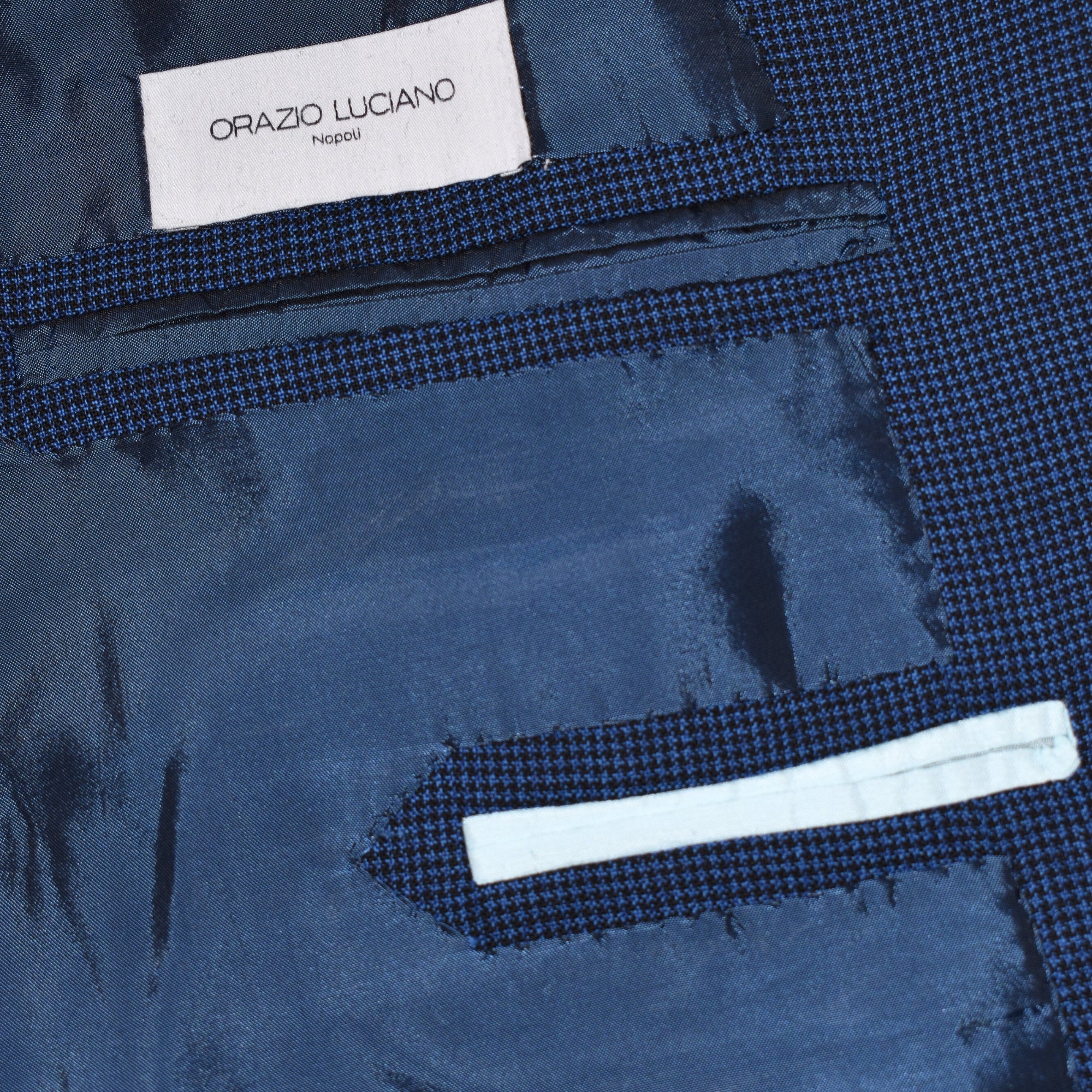 Blue-Black Houndtooth Patterned Blazer made of Wool(EU 50)