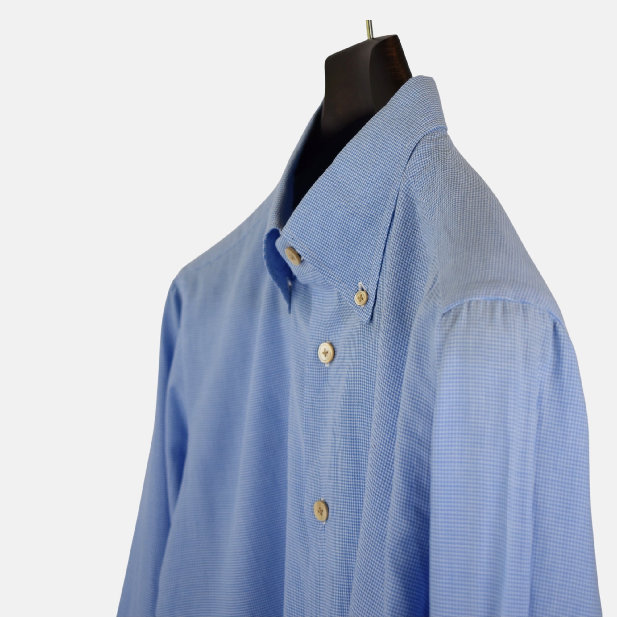 Blue-White Houndstooth Patterned Shirt made of Cotton (EU 42)