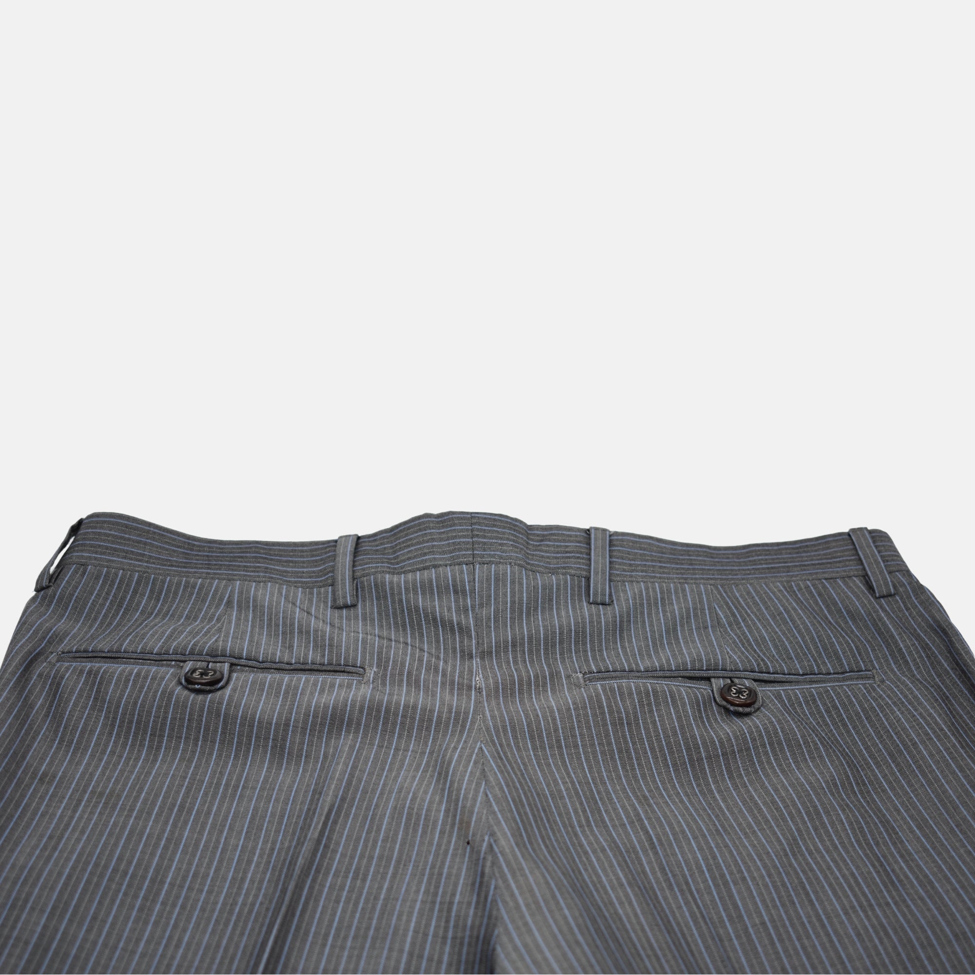 Gray/Light Blue Striped Suit made of Wool (EU 46)