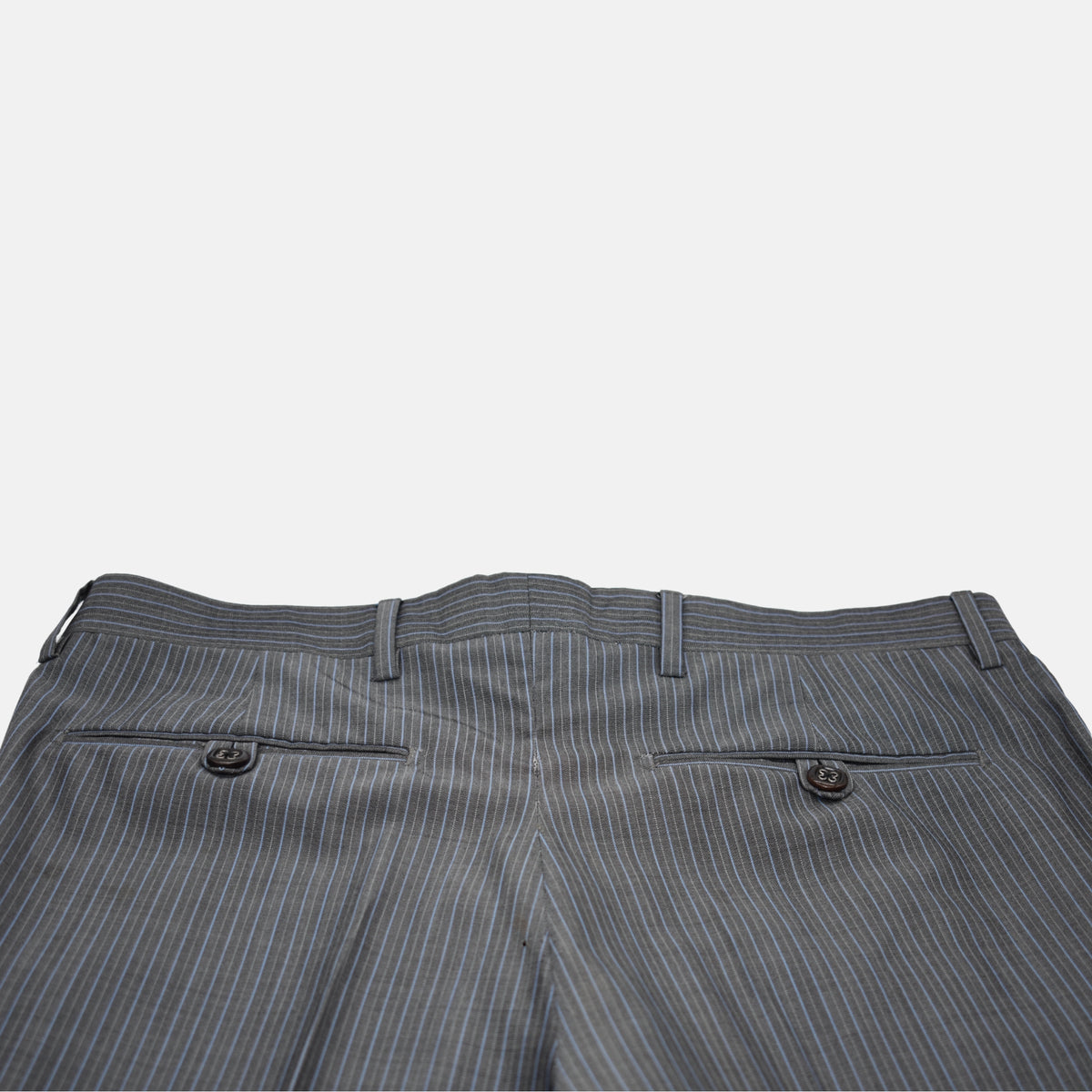 Gray/Light Blue Striped Suit made of Wool (EU 46)