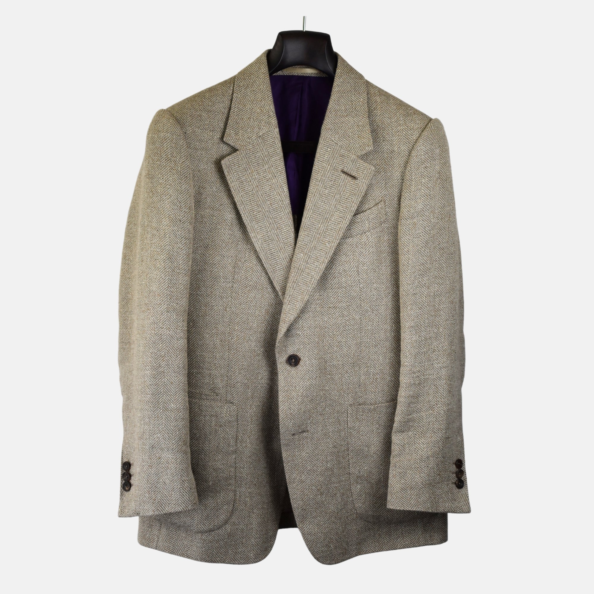 Light Beige Herringbone Blazer made of Linen/Silk/Wool/Cotton (EU 48)