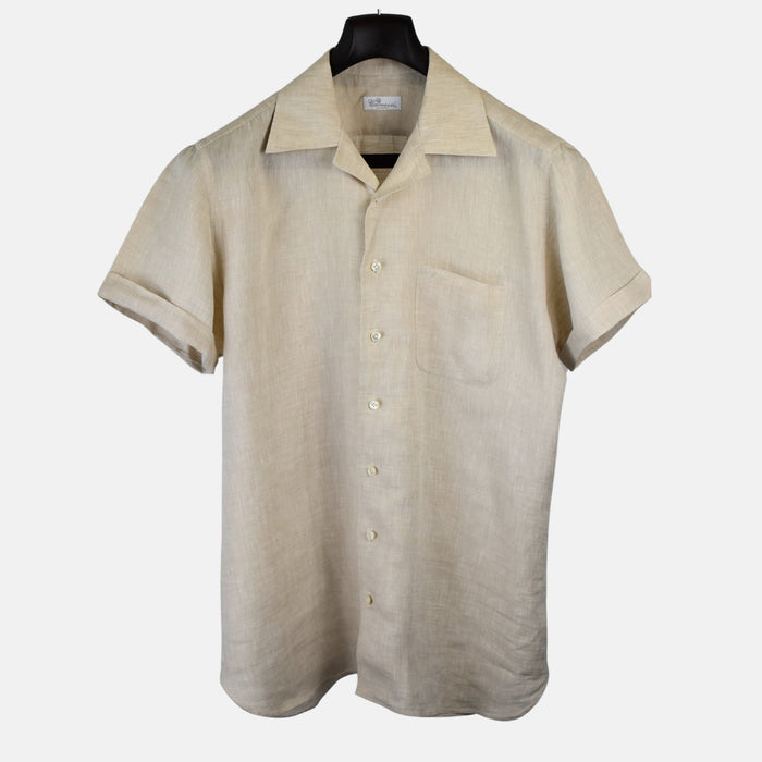 Beige Short-Sleeve Shirt made of Linen (EU 42)