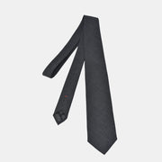 Dark Gray Checkered Tie made of Virgin Wool