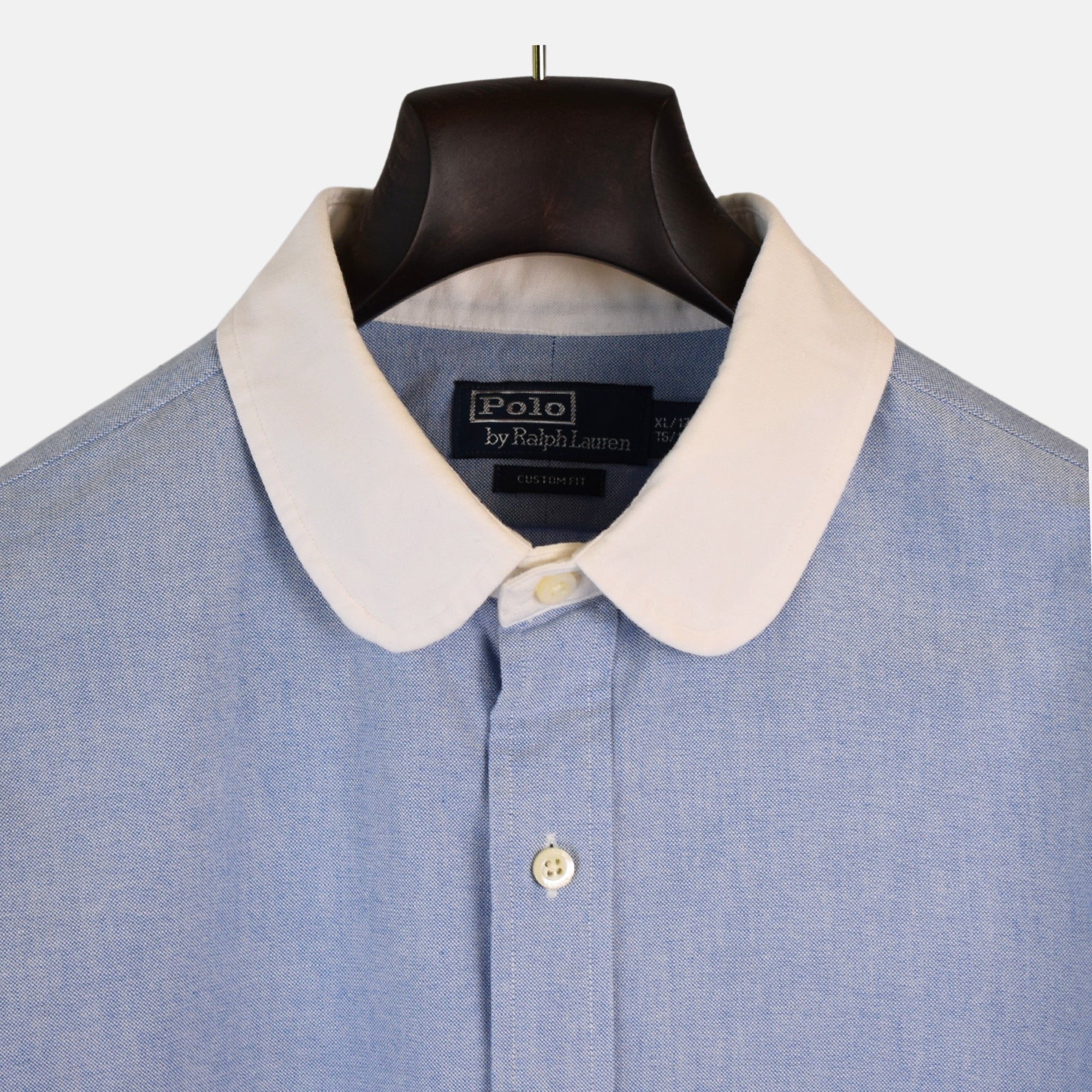 Blue Shirt with white Collar made of Cotton (XL)