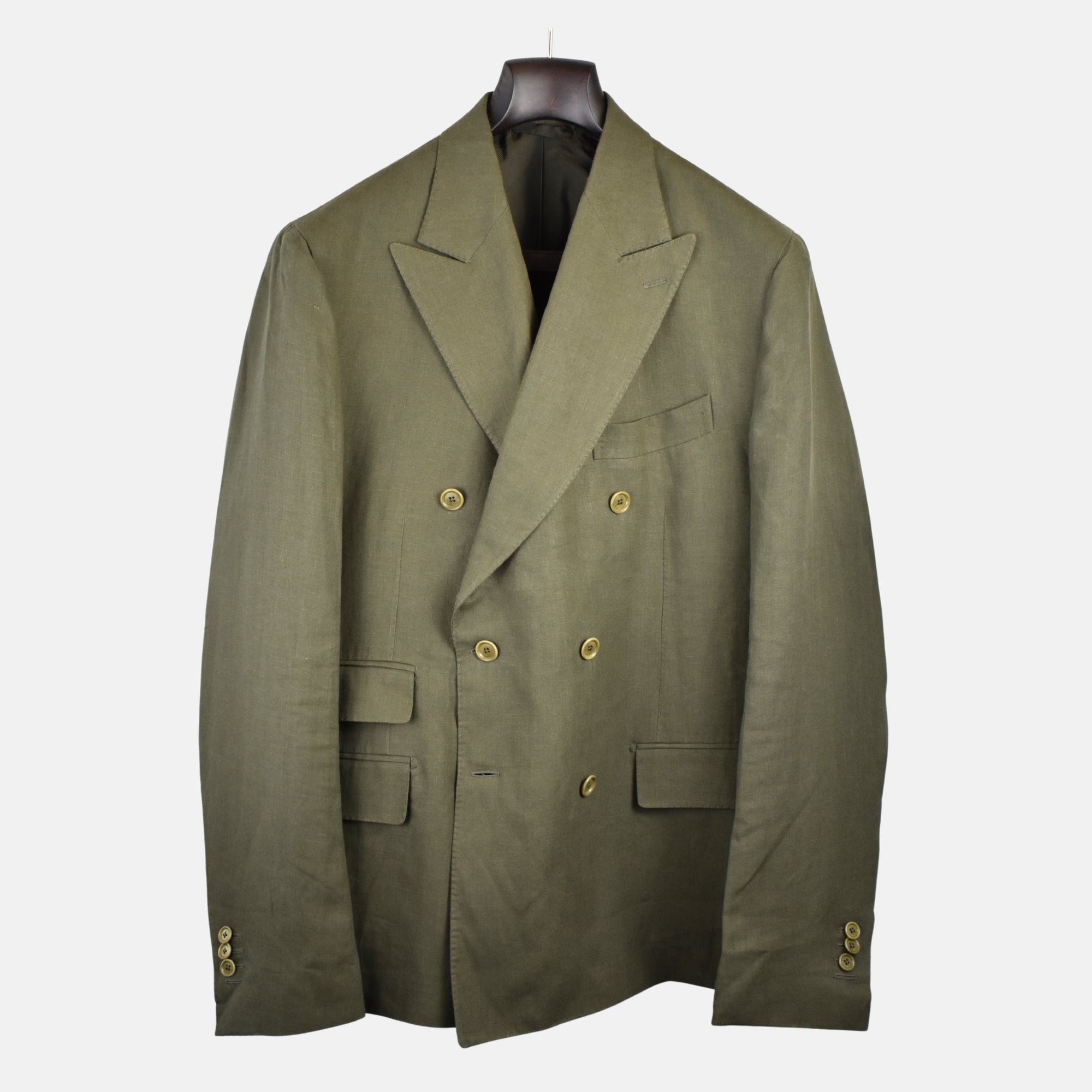 Khaki Double Breasted Blazer made of Linen (EU 54)
