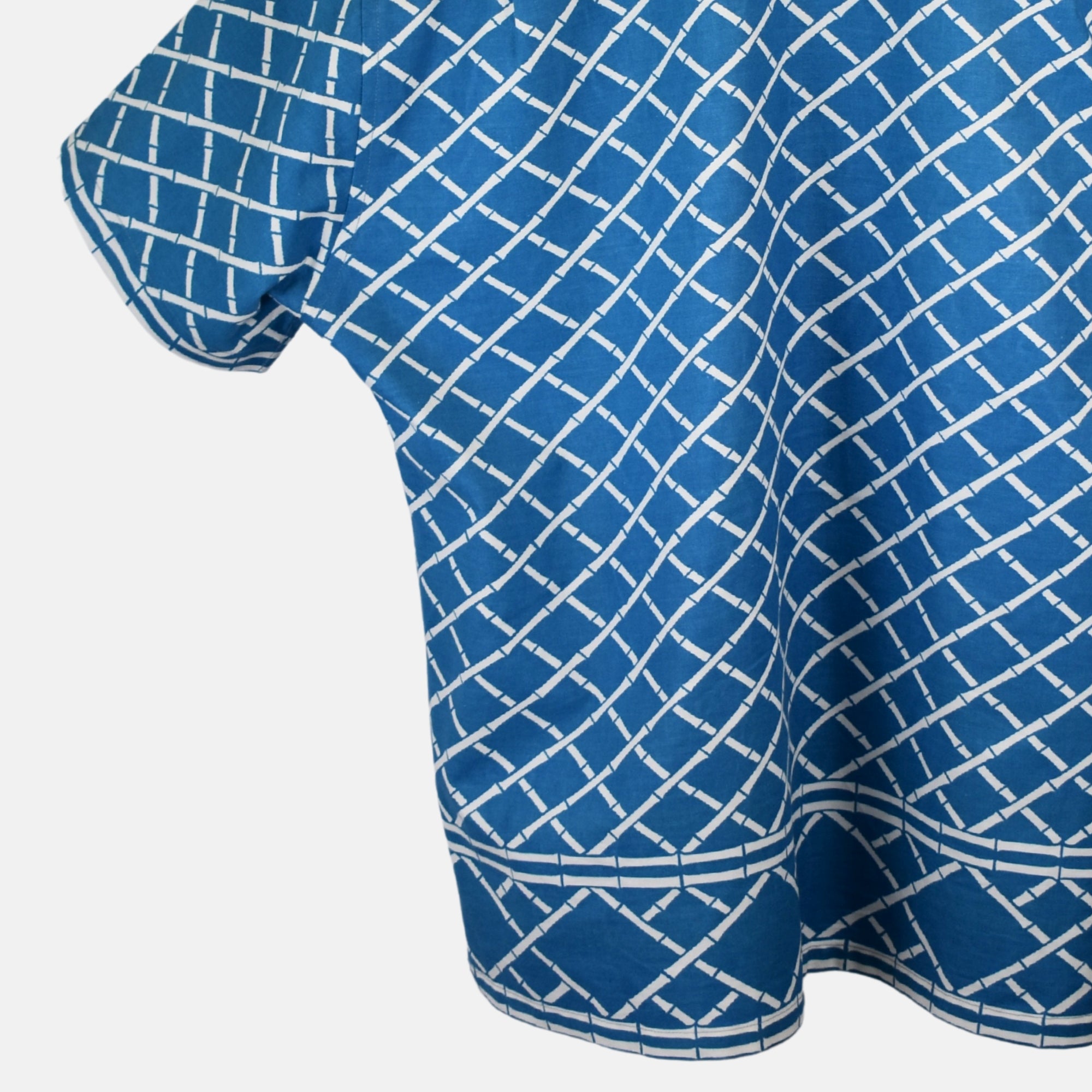 Turquoise/White Short-Sleeve Shirt made of Cotton (EU 41)