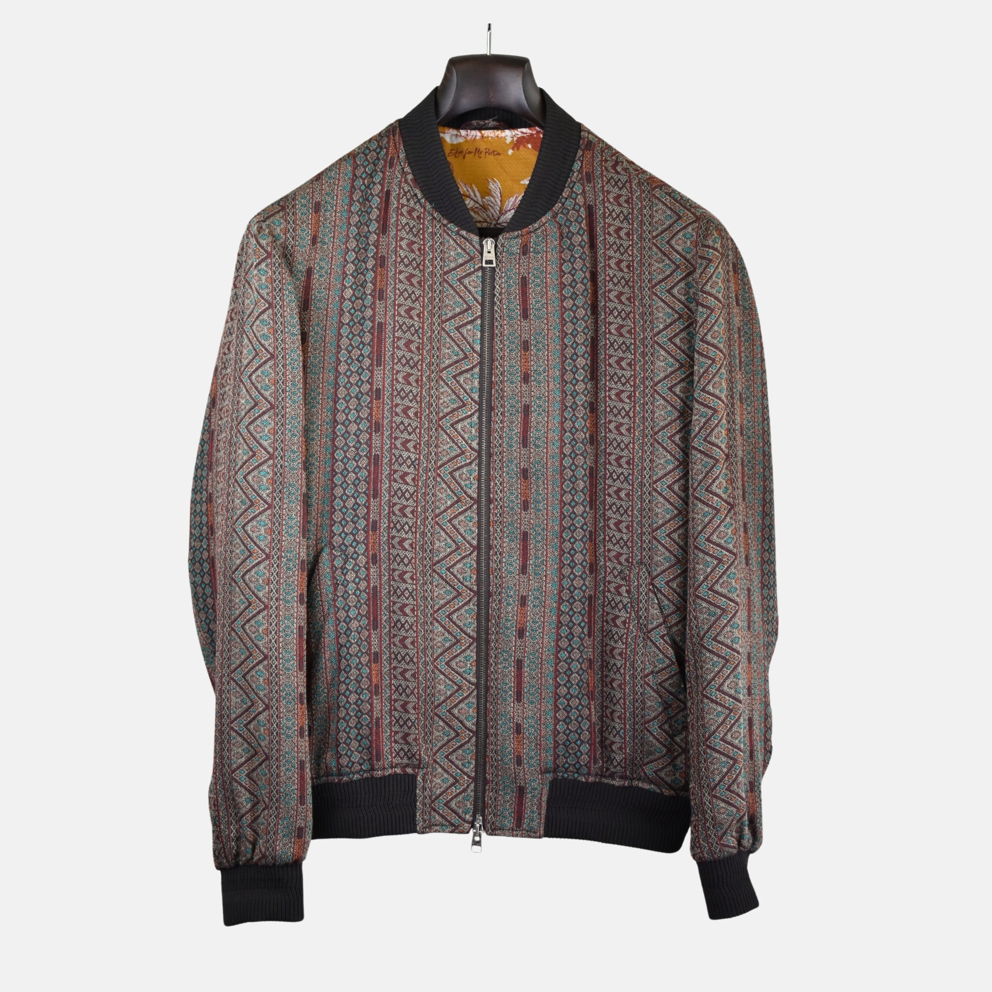 Multicoloured Patterned Blosson Jacket made of Wool/Silk (M)