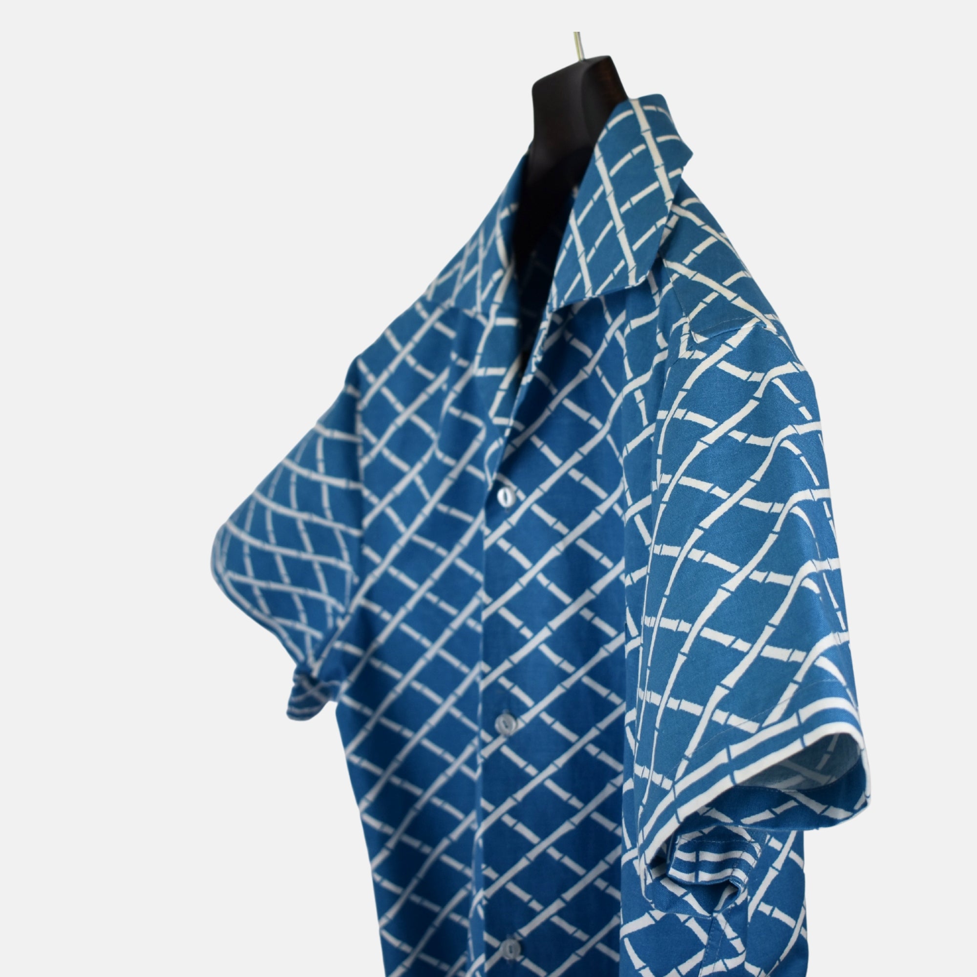 Turquoise/White Short-Sleeve Shirt made of Cotton (EU 41)