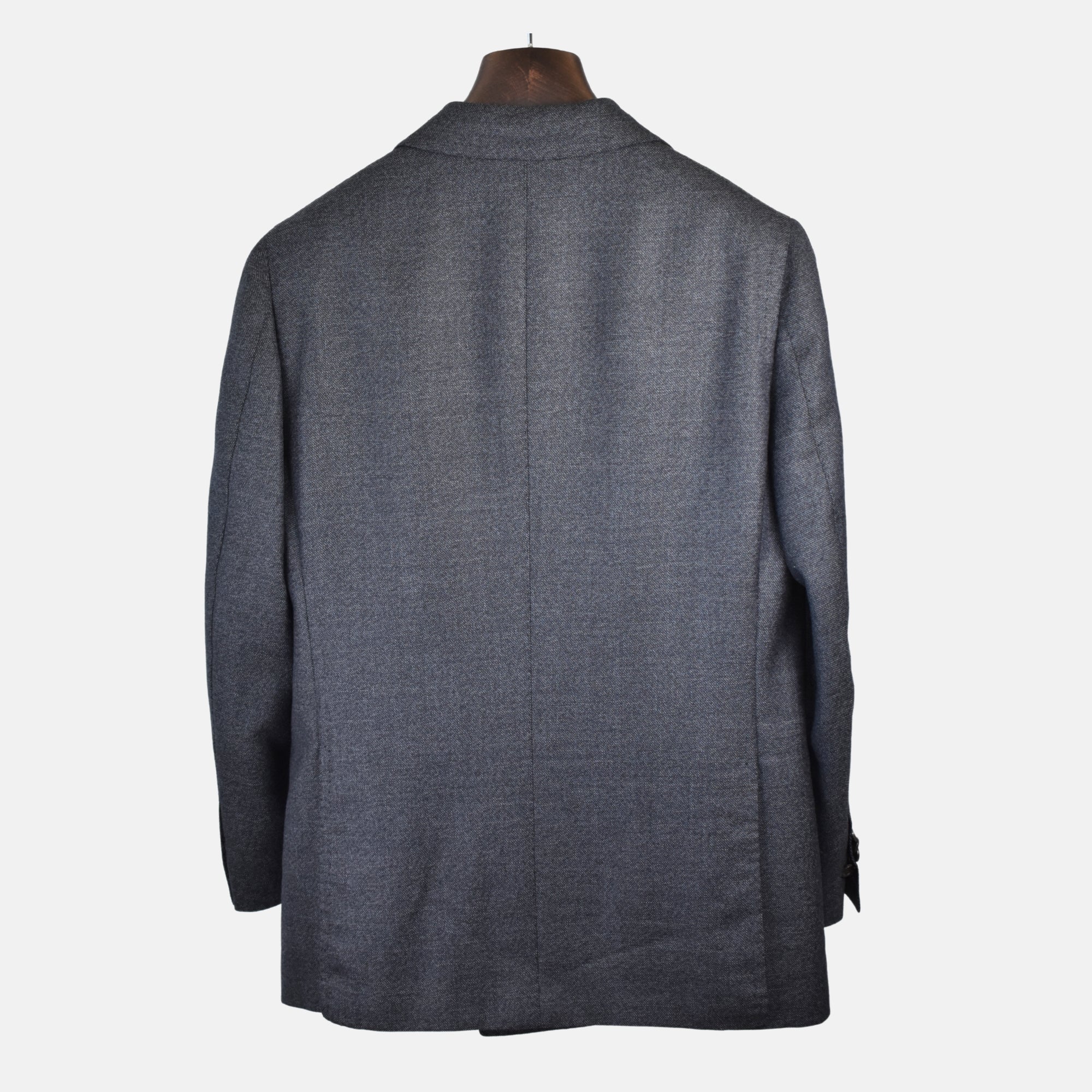 Dark Blue Patterned Double-Breasted Suit made of Wool (EU 46)