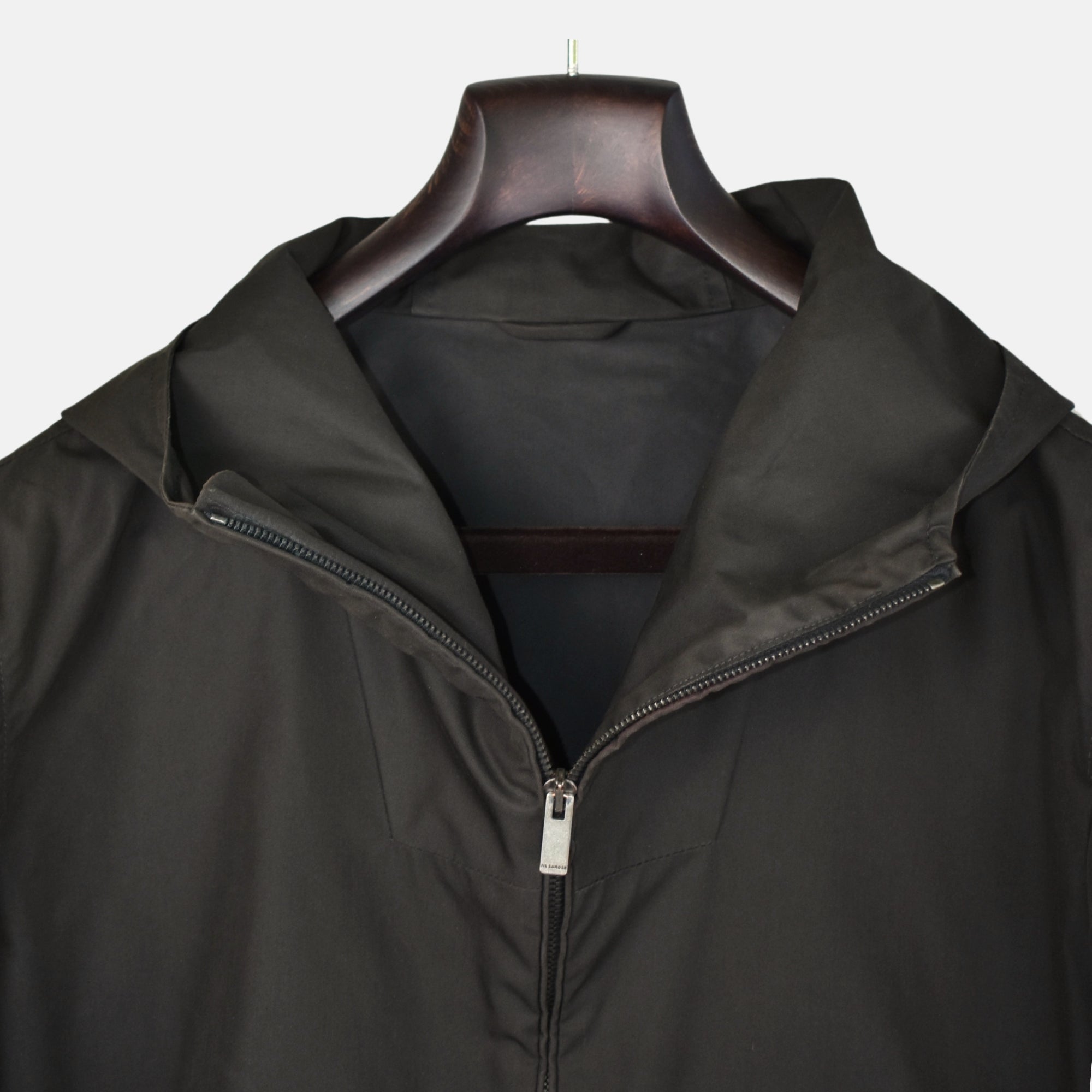 Dark Olive Hooded Jacket made of Cotton/Polyamide (EU 48)