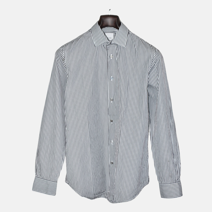 Gray-White Striped Shirt made of Cotton (EU 48)