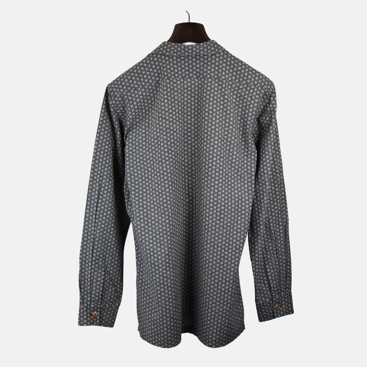 Blau-beige gemustertes Hemd aus Baumwolle (XXL)