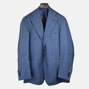 Blue Checkered Blazer made of Linen/Silk (EU 50)
