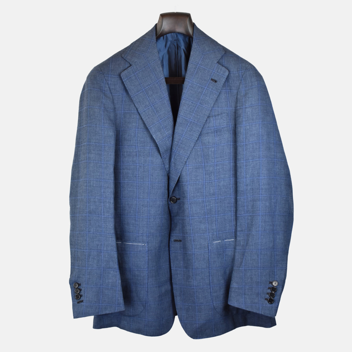 Blue Checkered Blazer made of Linen/Silk (EU 50)