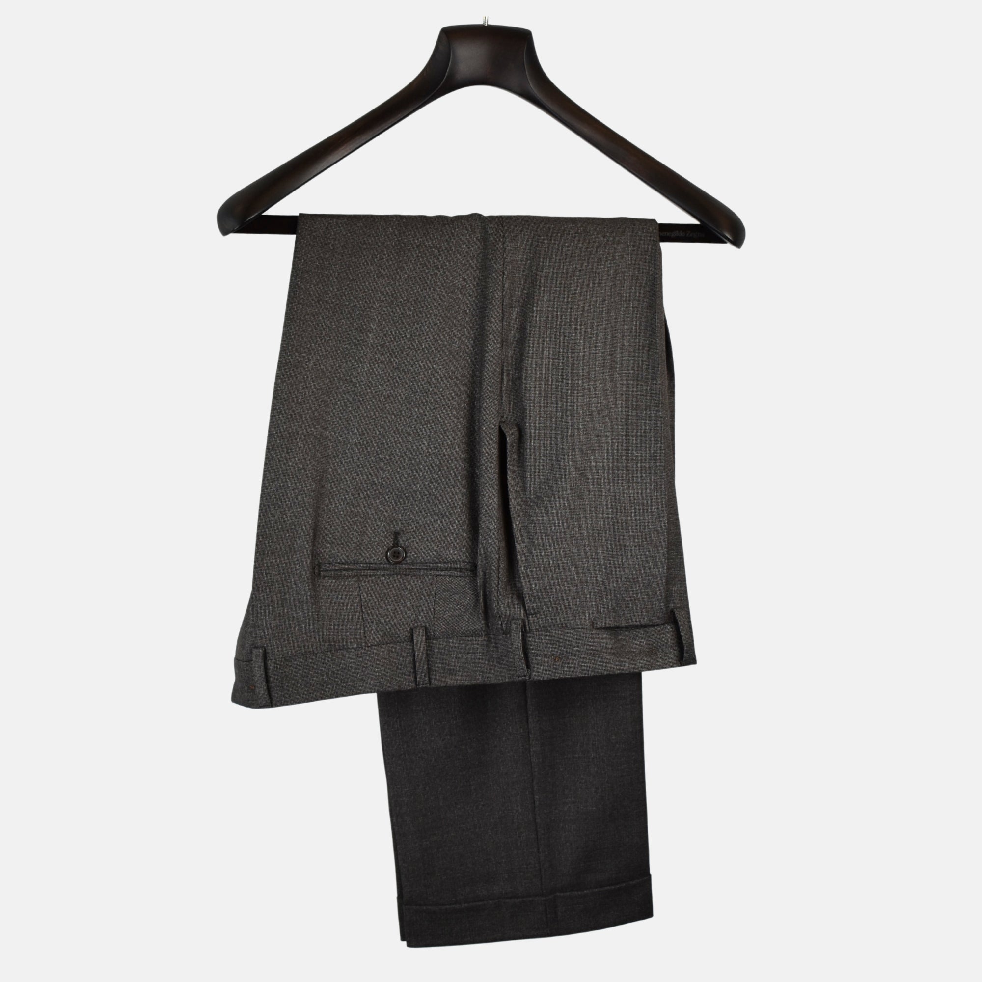 Brown Checkered Trousers made of Cashmere Wool (EU 56)