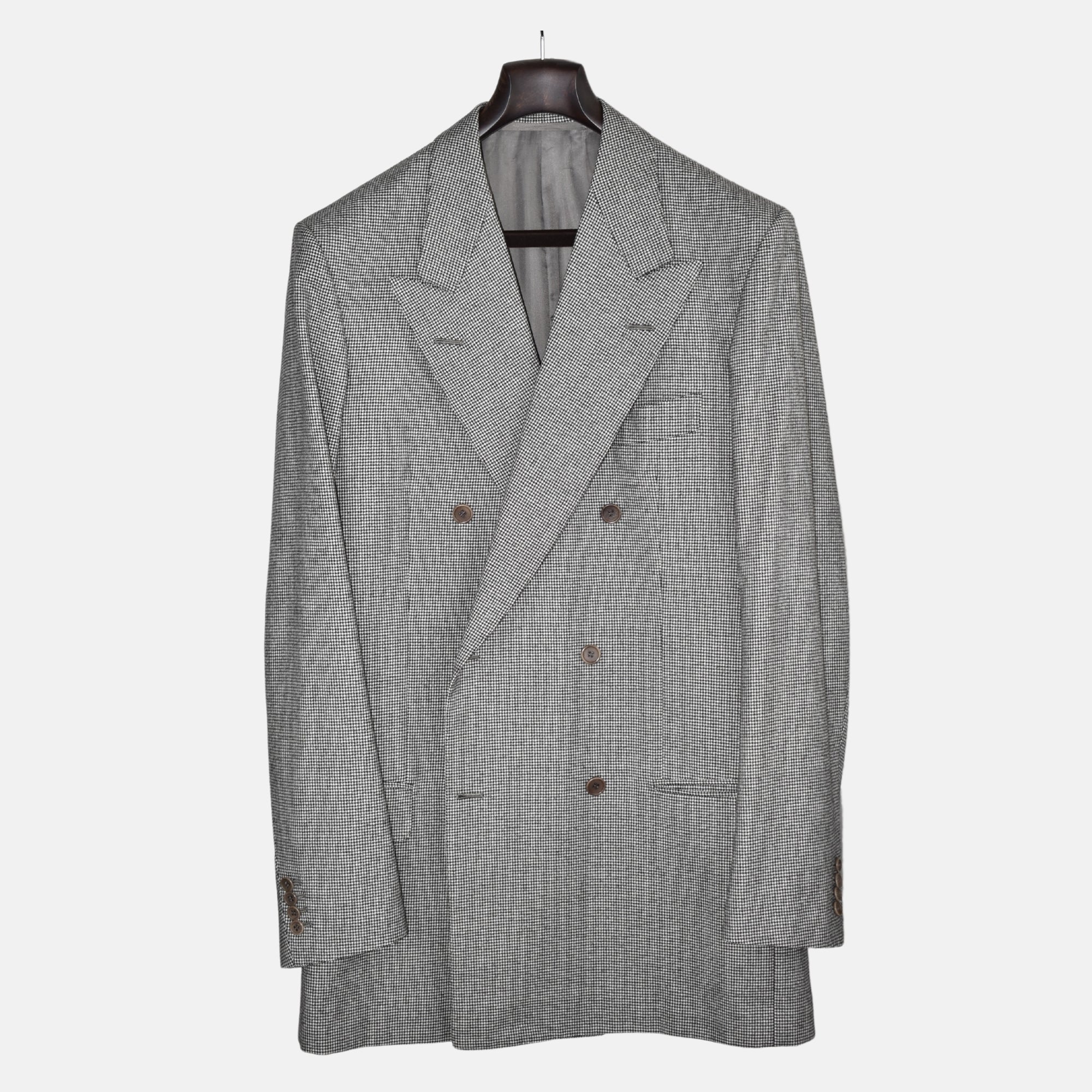 Black/White Houndstooth Double Breasted Suit made of Wool (EU 52L)
