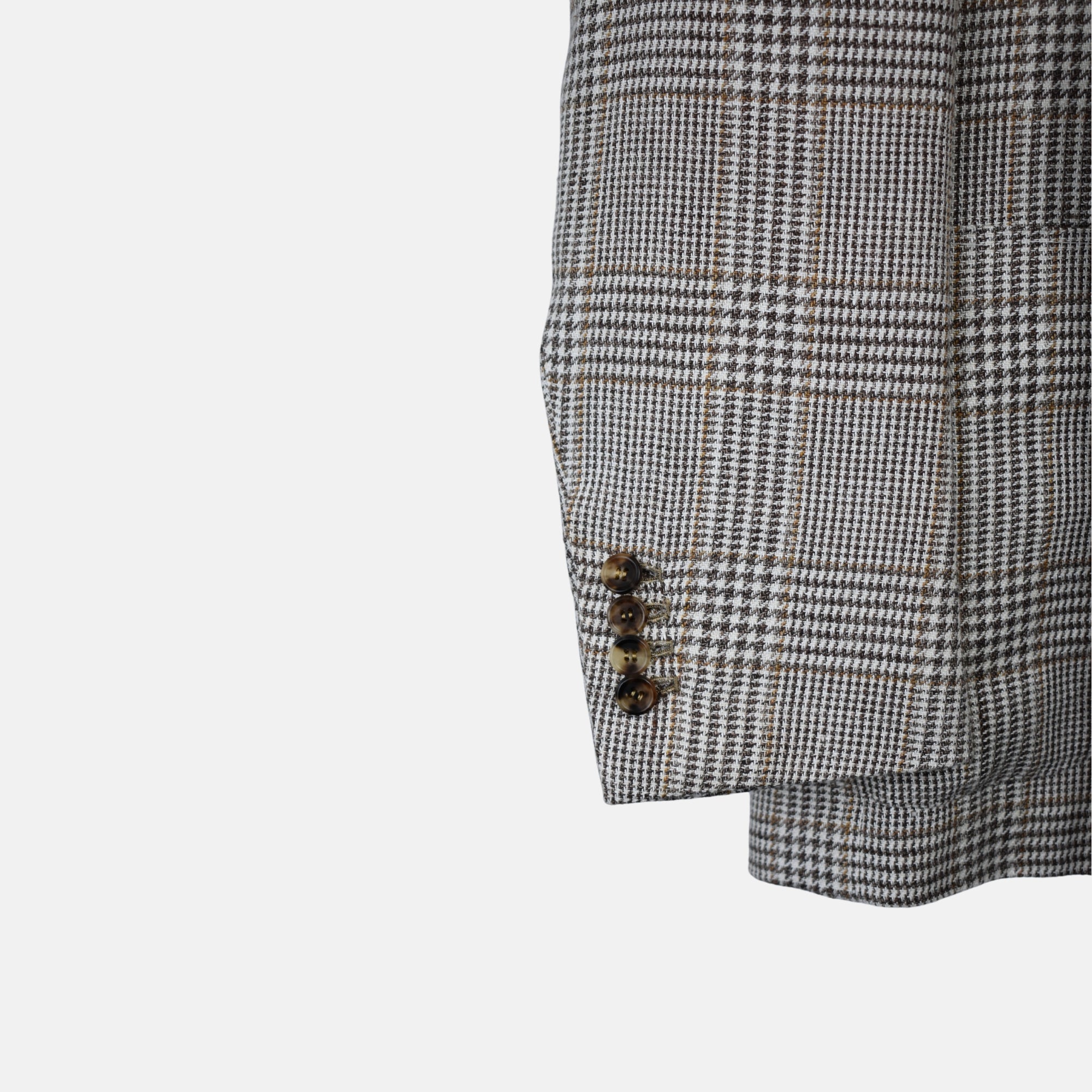 Brown-Cream Checkered Blazer made of Linen/Silk/Cotton (EU 50)
