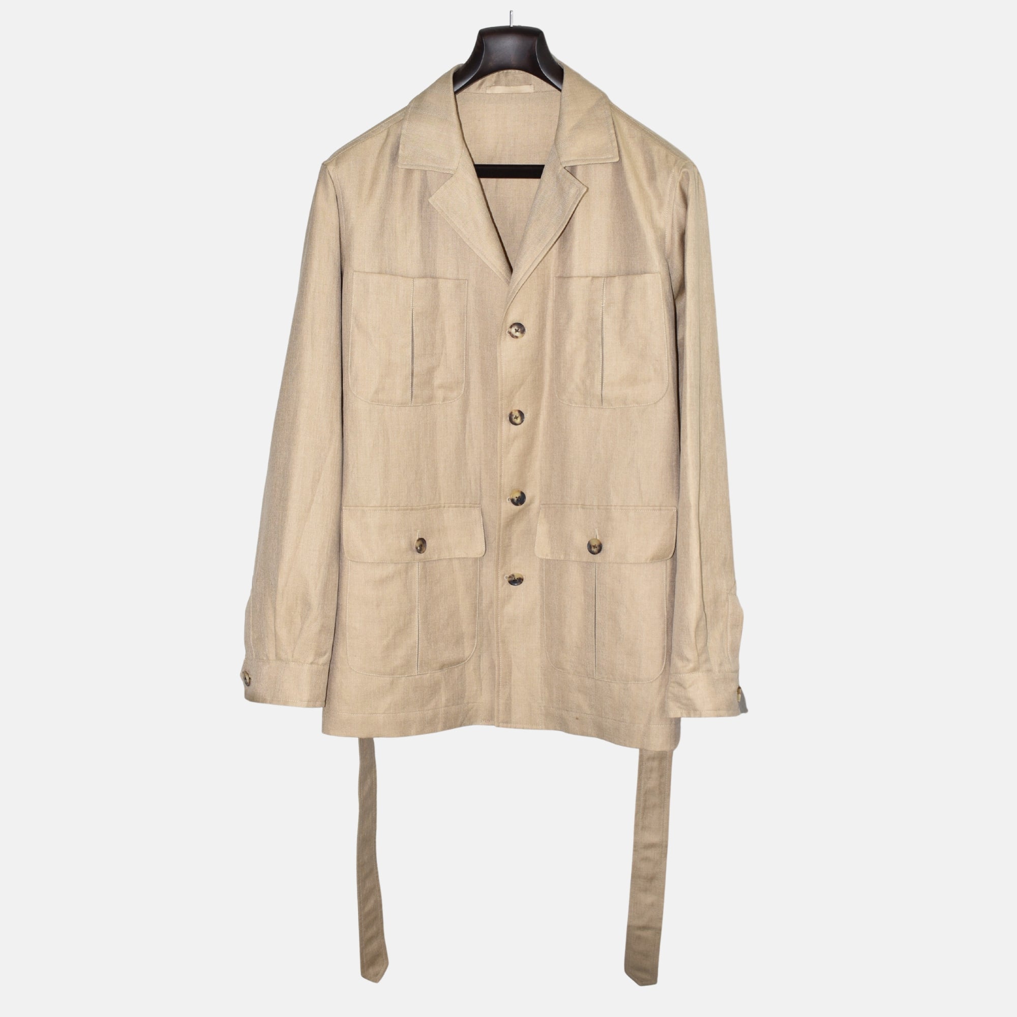 Beige Safari Jacket made of Linen/Camel Hair/Silk (EU 52)