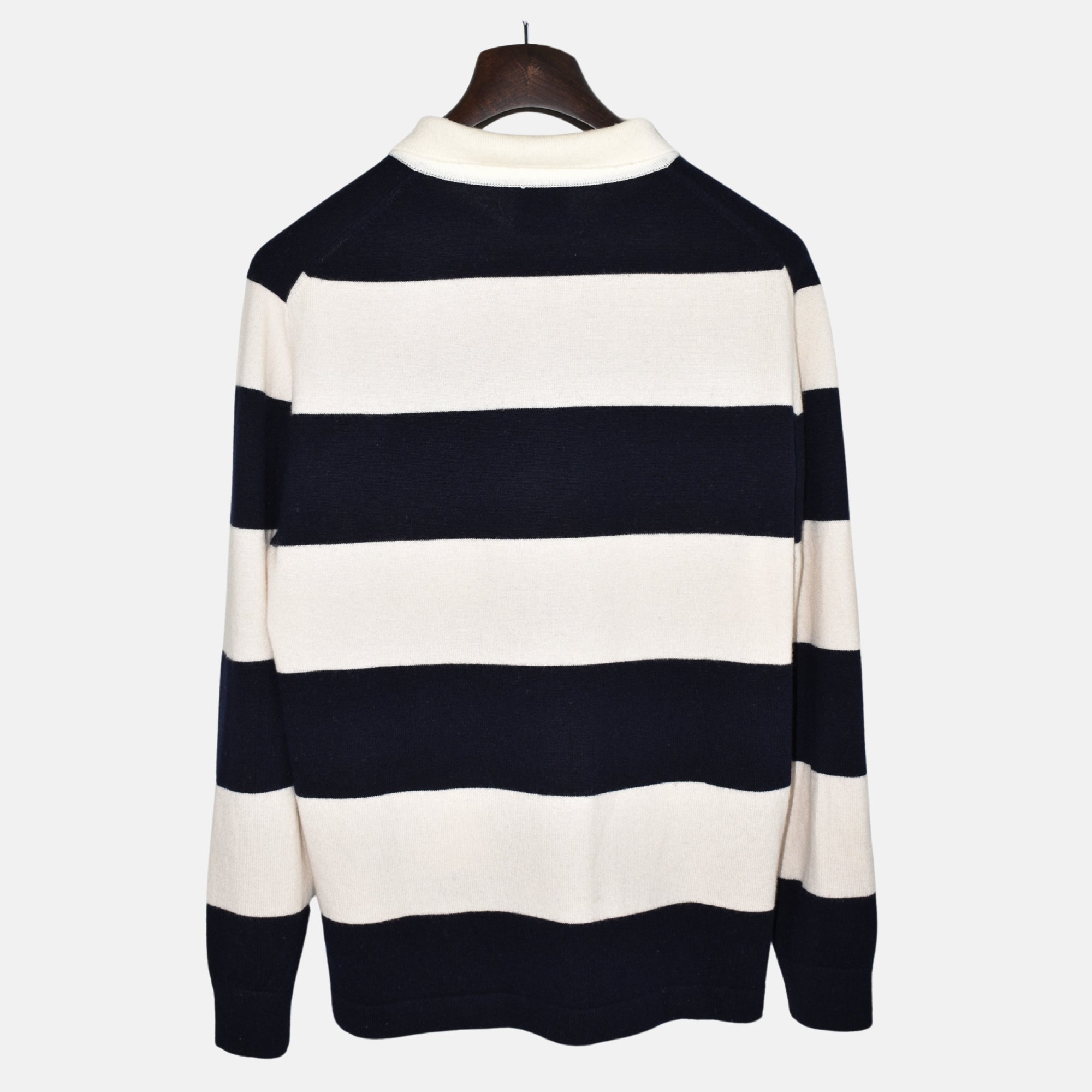 Navy/Cream Striped Sweater made of Cashmere (L)