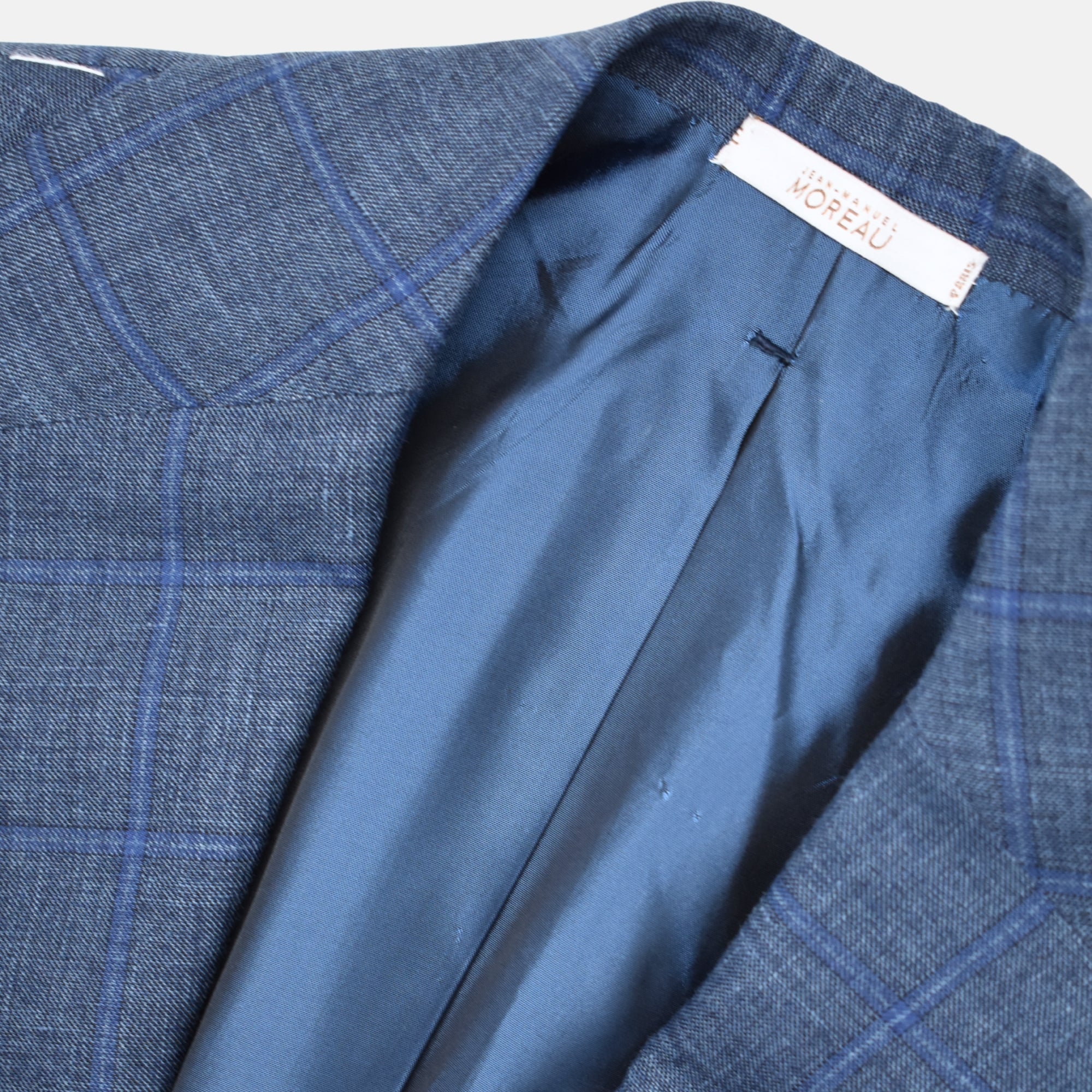 Blue Checkered Blazer made of Linen/Silk (EU 50)