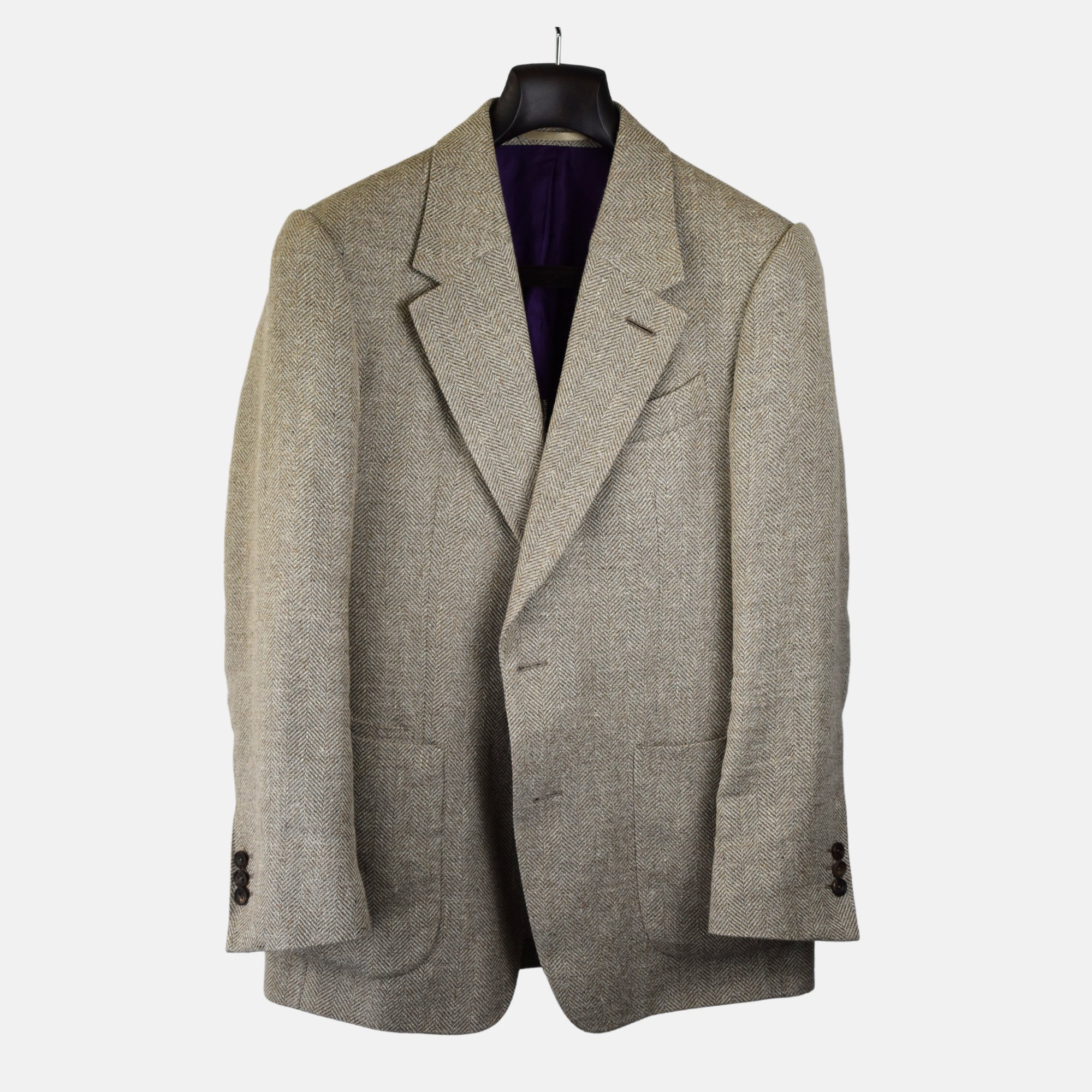 Light Beige Herringbone Blazer made of Linen/Silk/Wool/Cotton (EU 48)