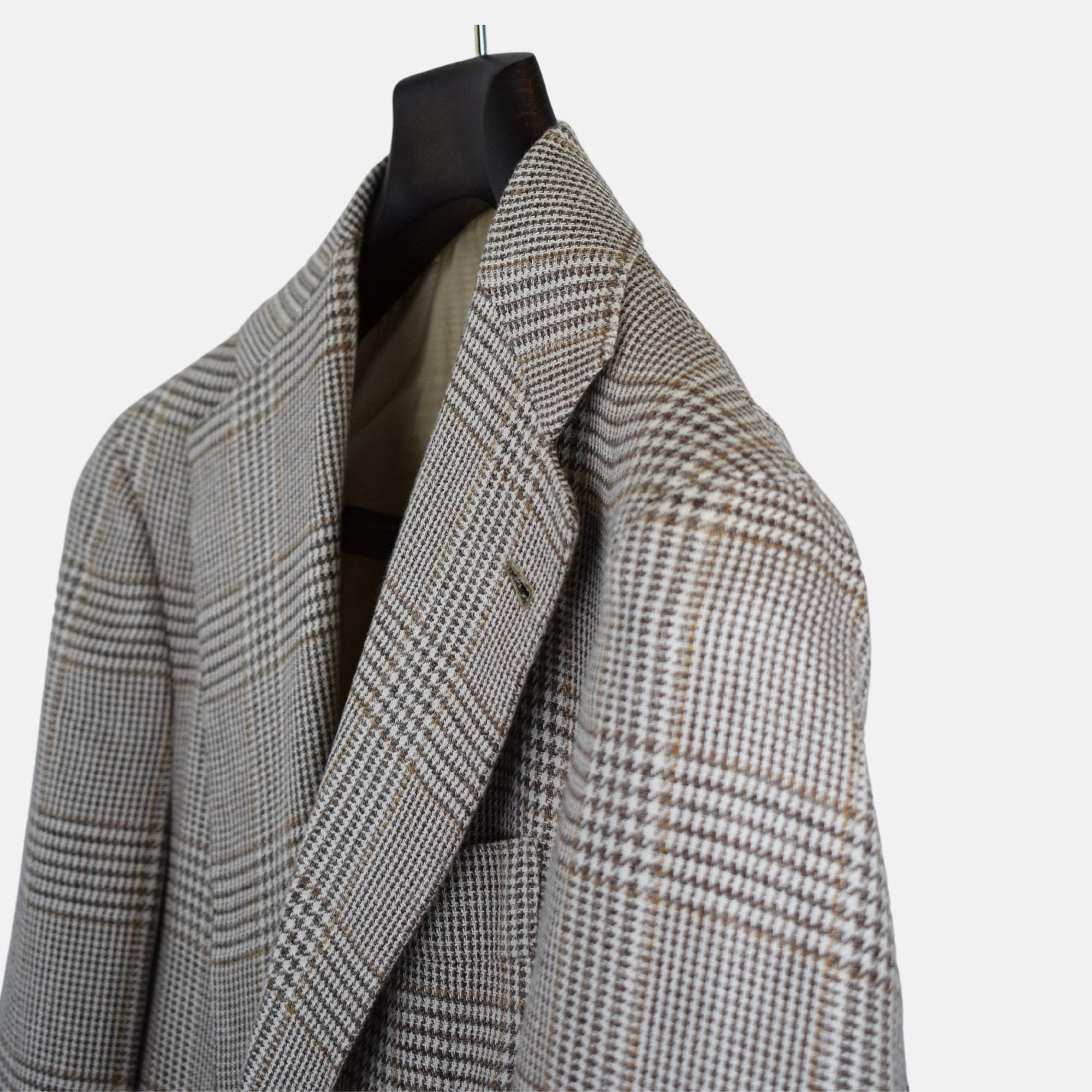 Brown-Cream Checkered Blazer made of Linen/Silk/Cotton (EU 50)