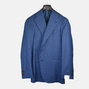 Blue-Black Houndtooth Patterned Blazer made of Wool(EU 50)