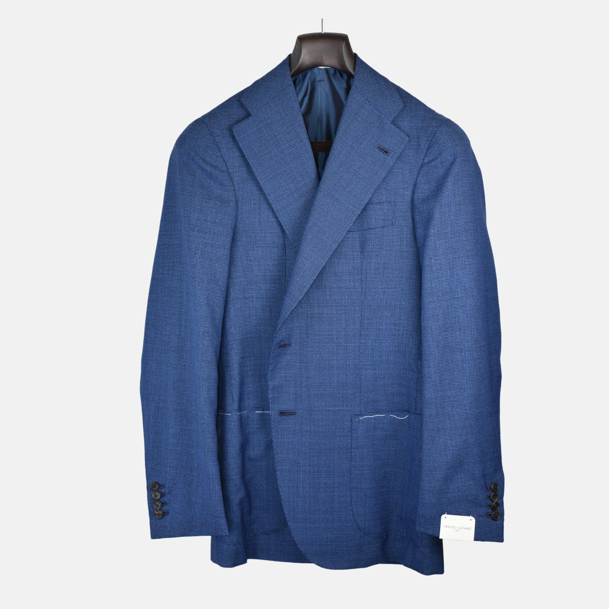 Blue-Black Houndtooth Patterned Blazer made of Wool(EU 50)