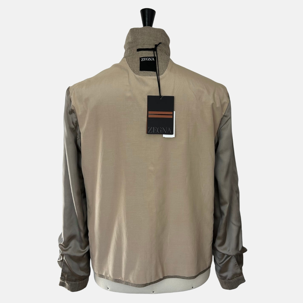 Greige Melange Jacket made of Cashmere/Silk/Linen (EU 50)