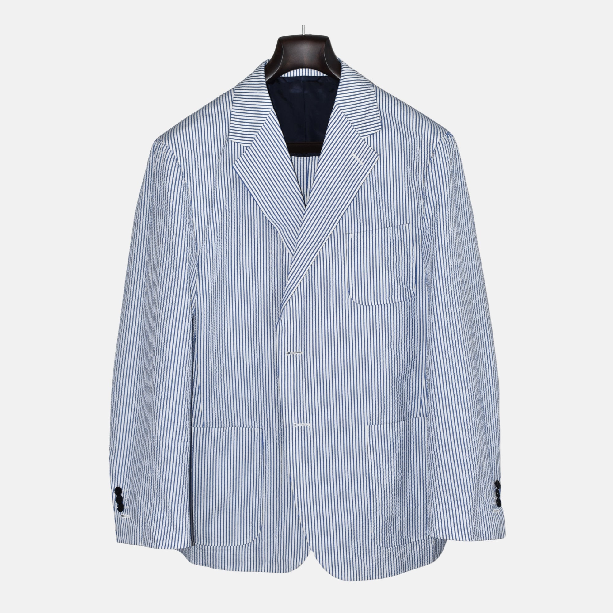 Blue/White Striped Blazer made of Cotton/Silk (EU 54)